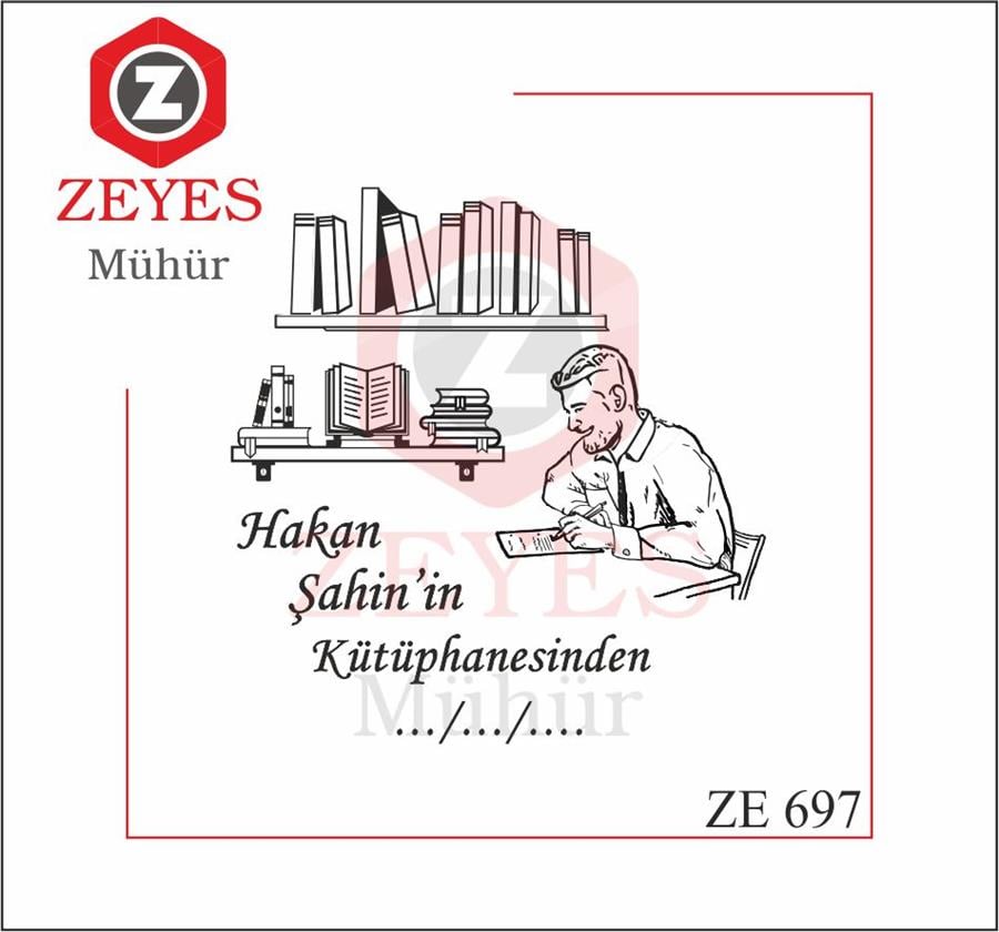 Kütüphanede Kitap Okuyan Adam Kitap Mührü   ZE 697