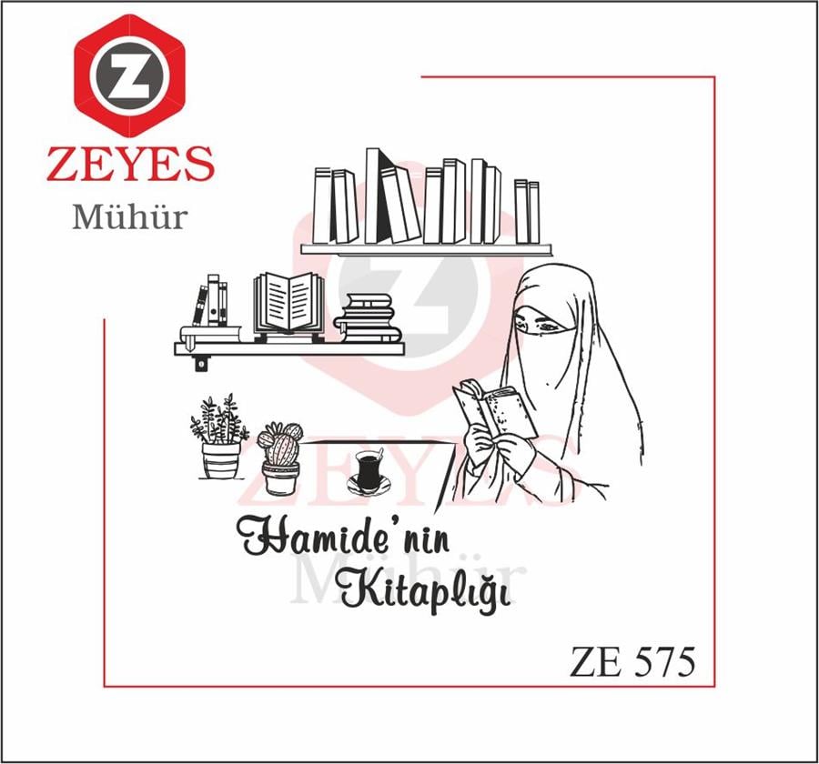 Kütüphanede Kitap Okuyan Tesettürlü Kiz Mührü   ZE 575