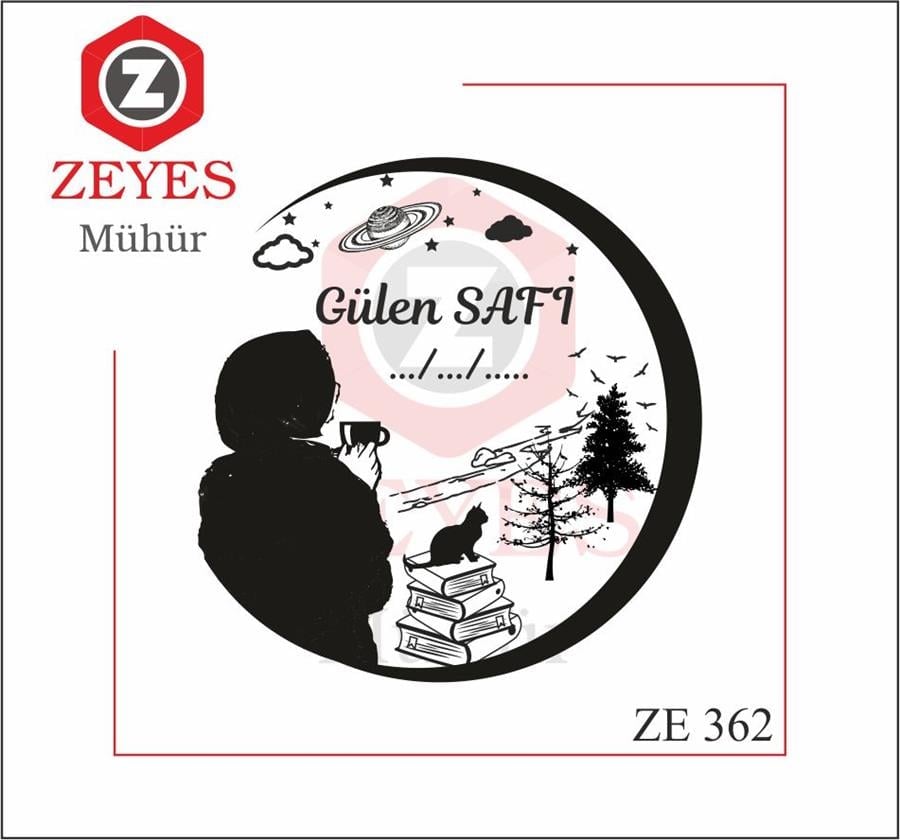 Manzaraya Karsi kahve Içen Kadin ve Saturn Kitap Mührü  ZE 362