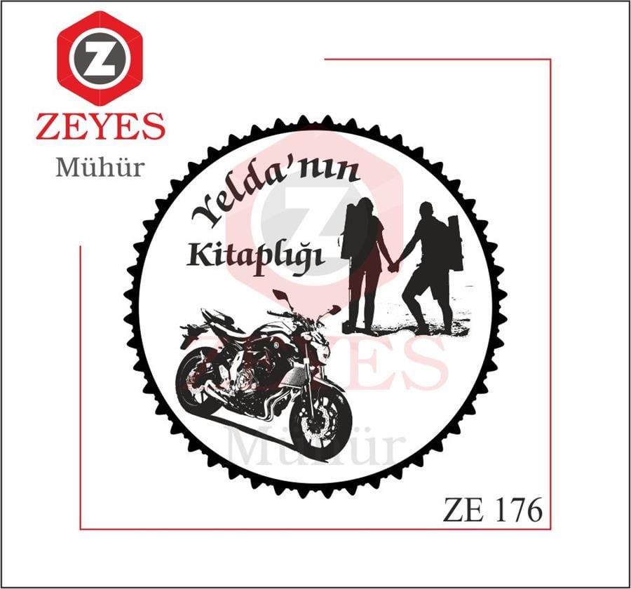 Motosiklet Gezgin Çift  Kitap Mührü ZE 176
