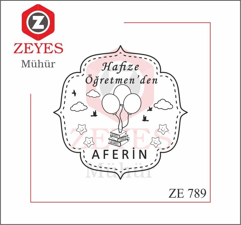 Öğretmen Gülen Yıldızlar ve Balonlar Aferin Mührü ZE 789