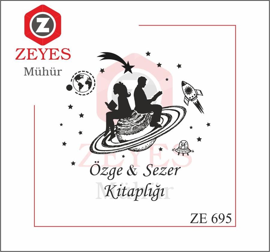 Satürn'de Kitap Okuyan Çift Kitap Mührü   ZE 695