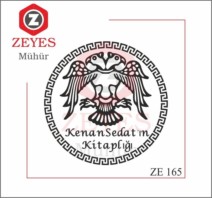 Selçuklu Desen Çerçeve Çift Basli Kartal Kitap Mührü ZE 165