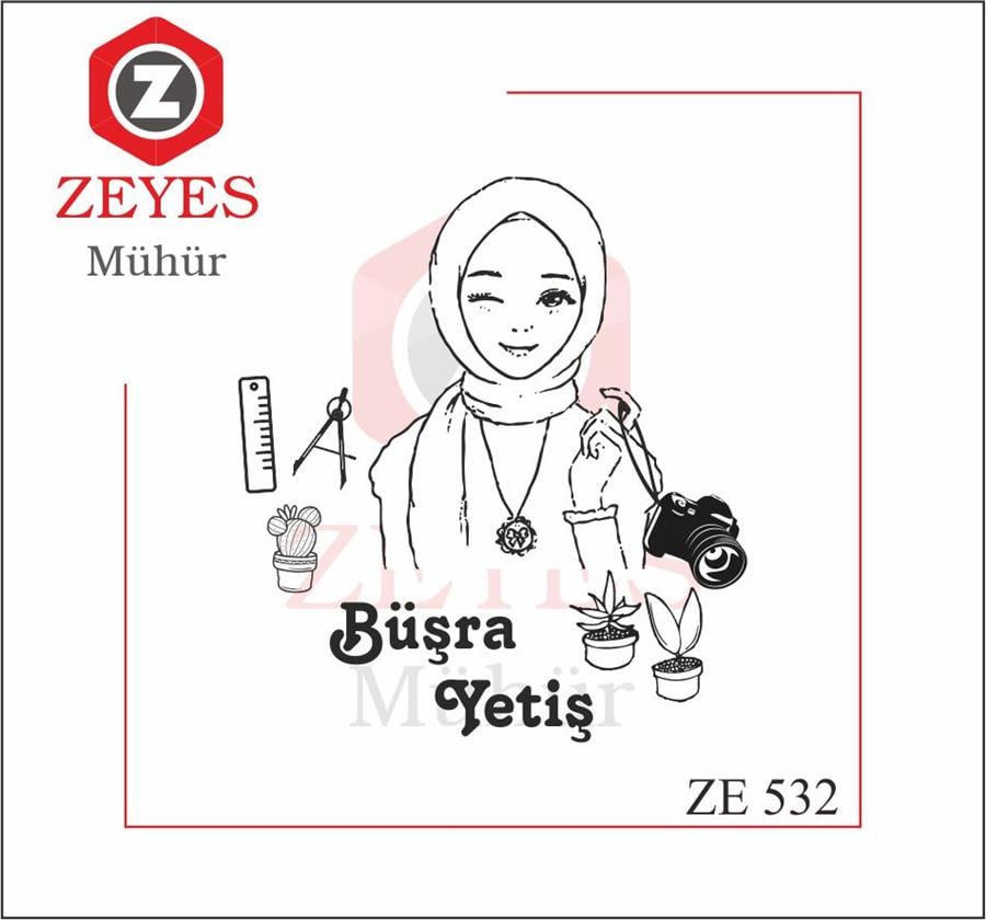 Tesettürlü Kadin Kitap Mührü   ZE 532