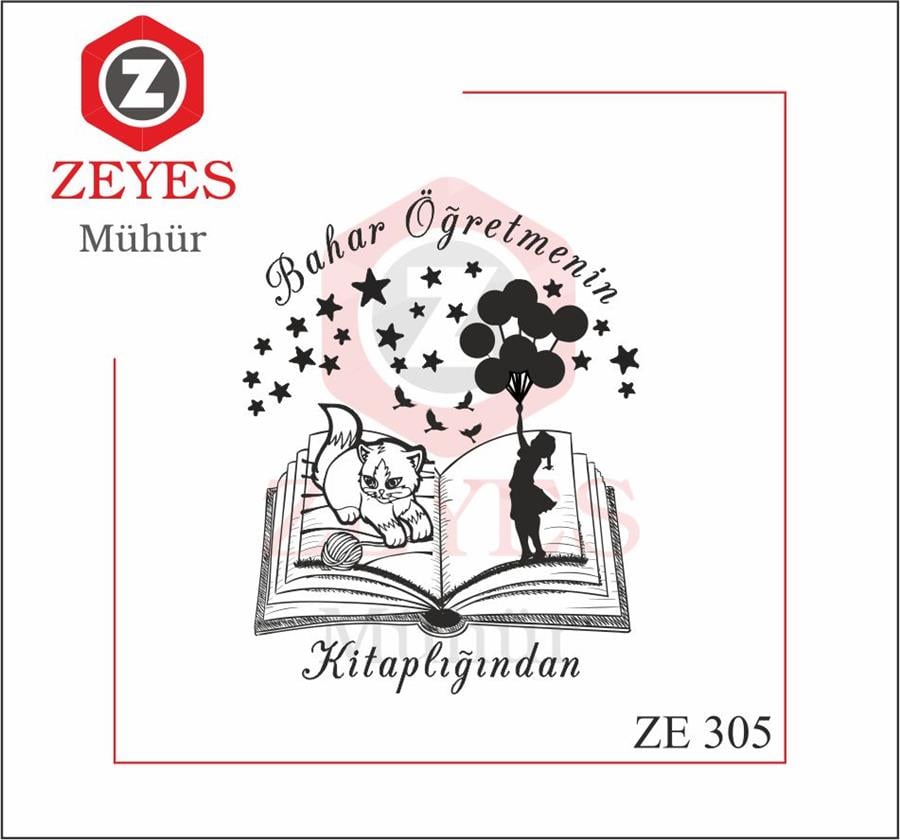 Uçan Balonlu Kiz Kedi Kitap Mührü  ZE 305