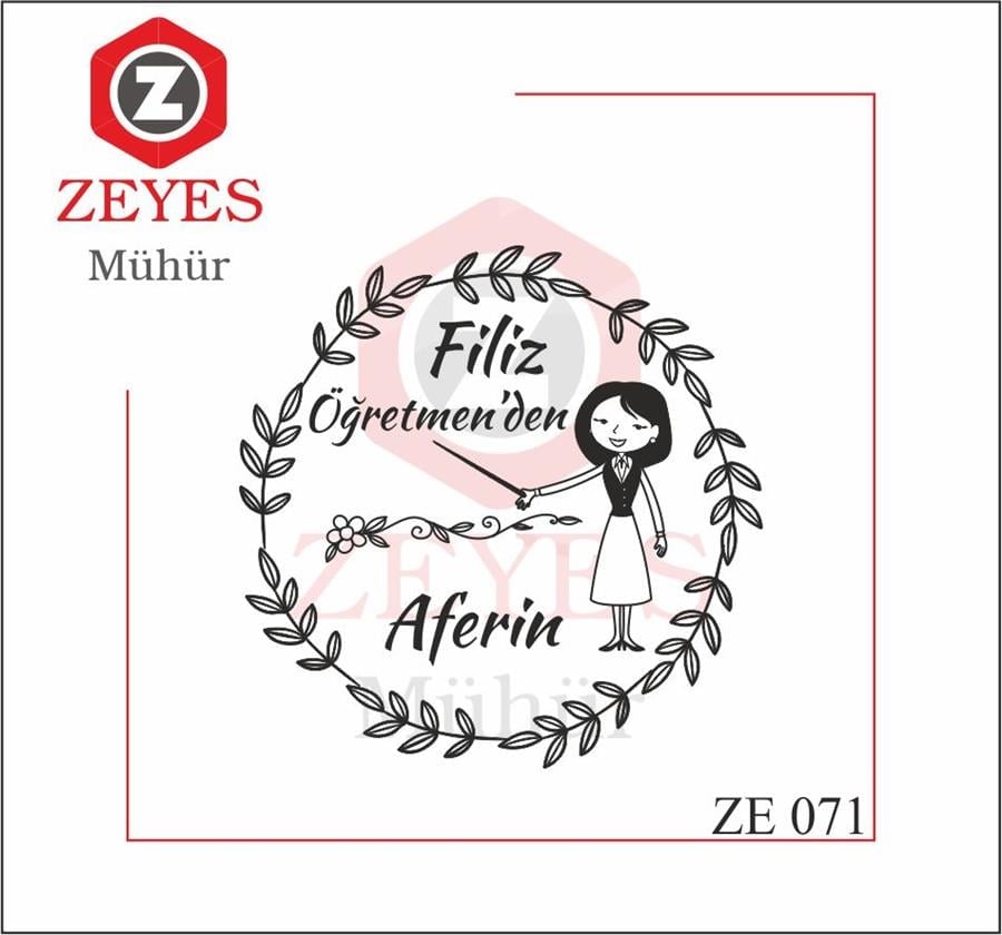 Yaprakli Çerçeve  - Aferin Ögretmen Mührü  ZE 071