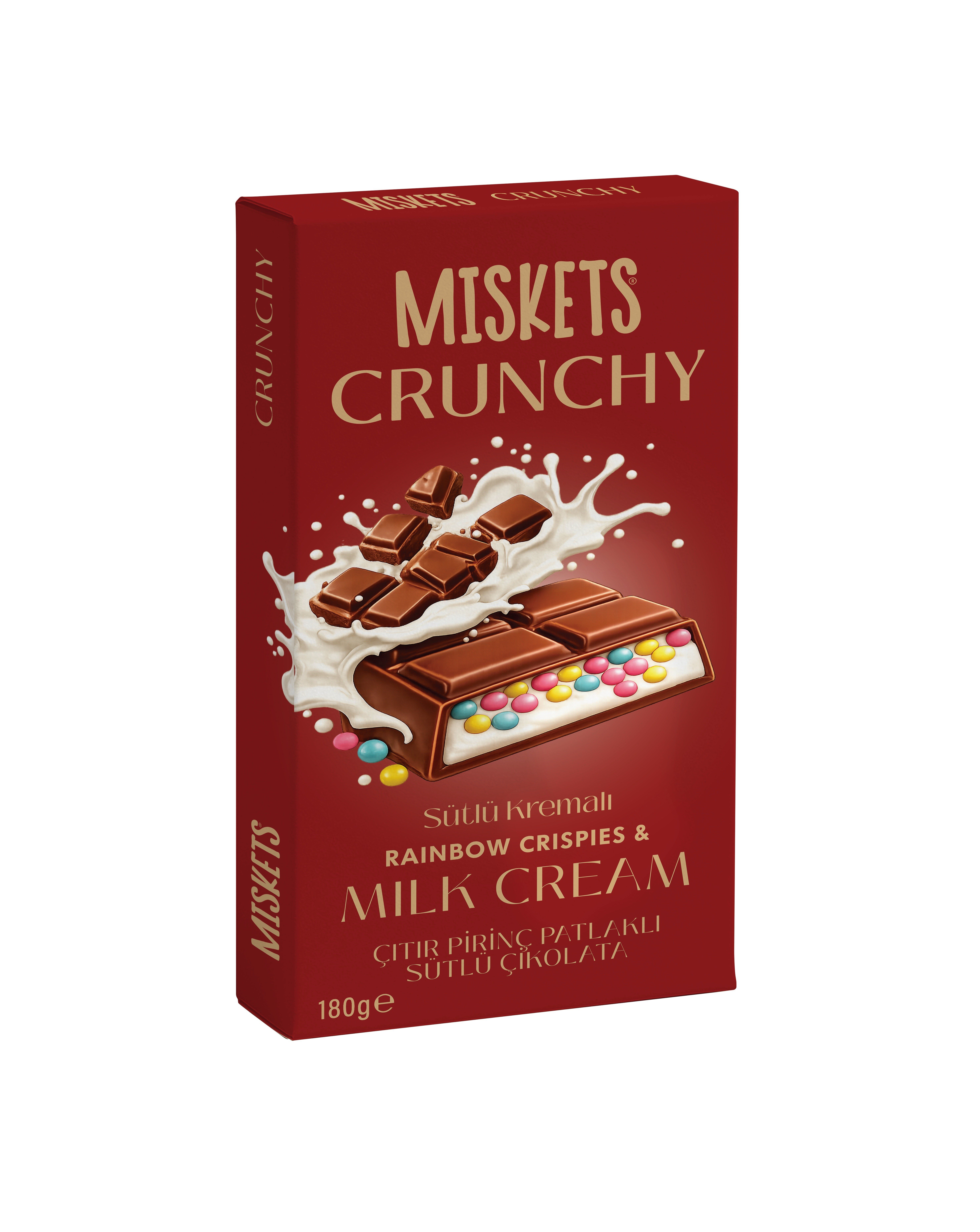 Miskets Renkli Çıtır Pirinç Patlaklı Sütlü Tablet Çikolata 180 gr