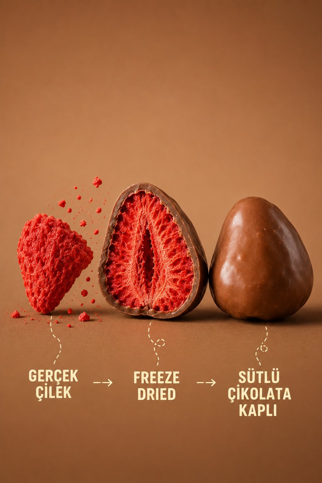 Sütlü Çikolata Kaplamalı Çilek 80 gr x 3 Adet
