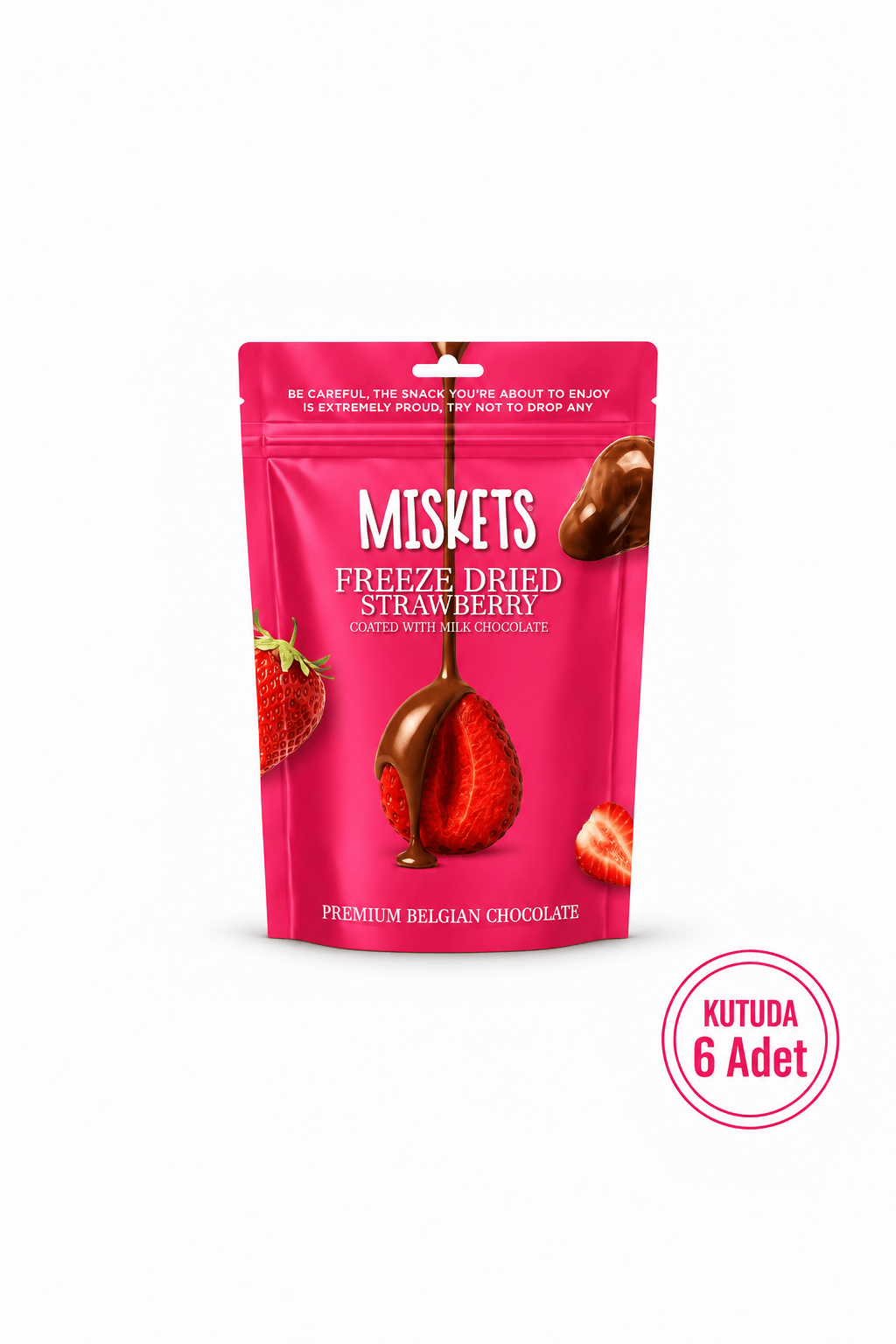 Sütlü Çikolata Kaplamalı Çilek 80 gr x 6 Adet