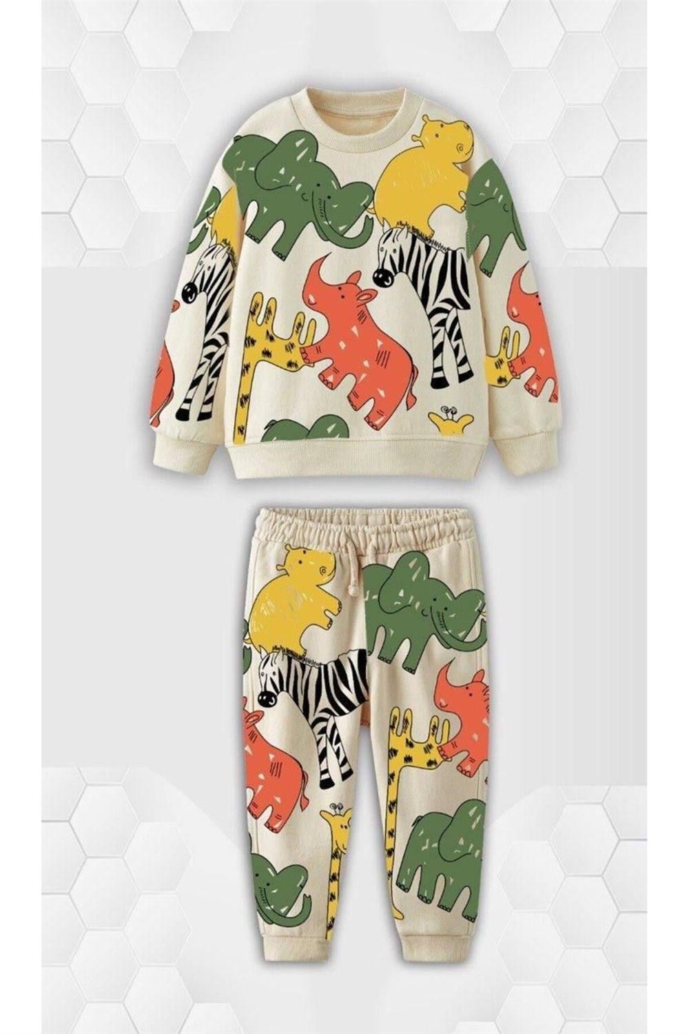 Erkek Çocuk Dinazor Karekter Baskılı Eşofman Takım