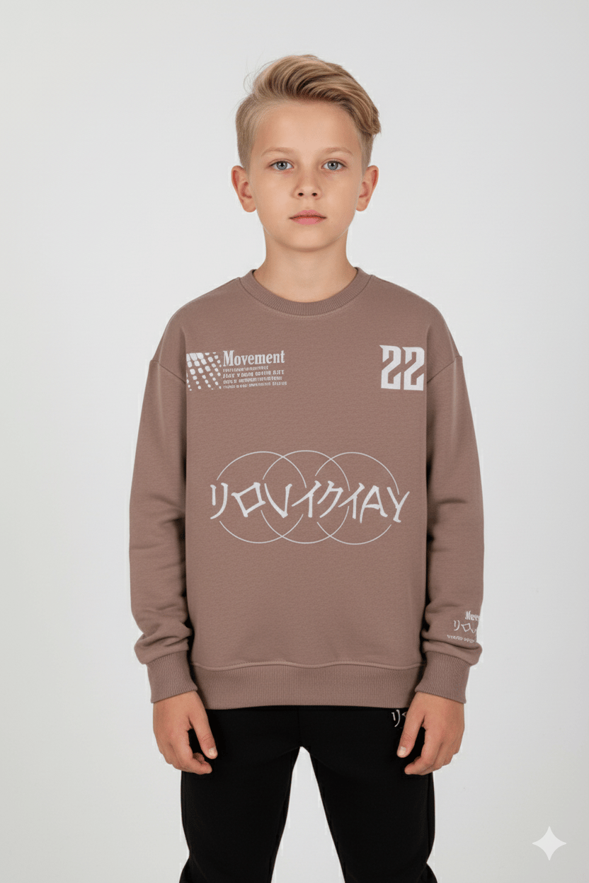 Erkek Çocuk / Genç Unisex Baskılı Oversize Sweatshirt Takımı
