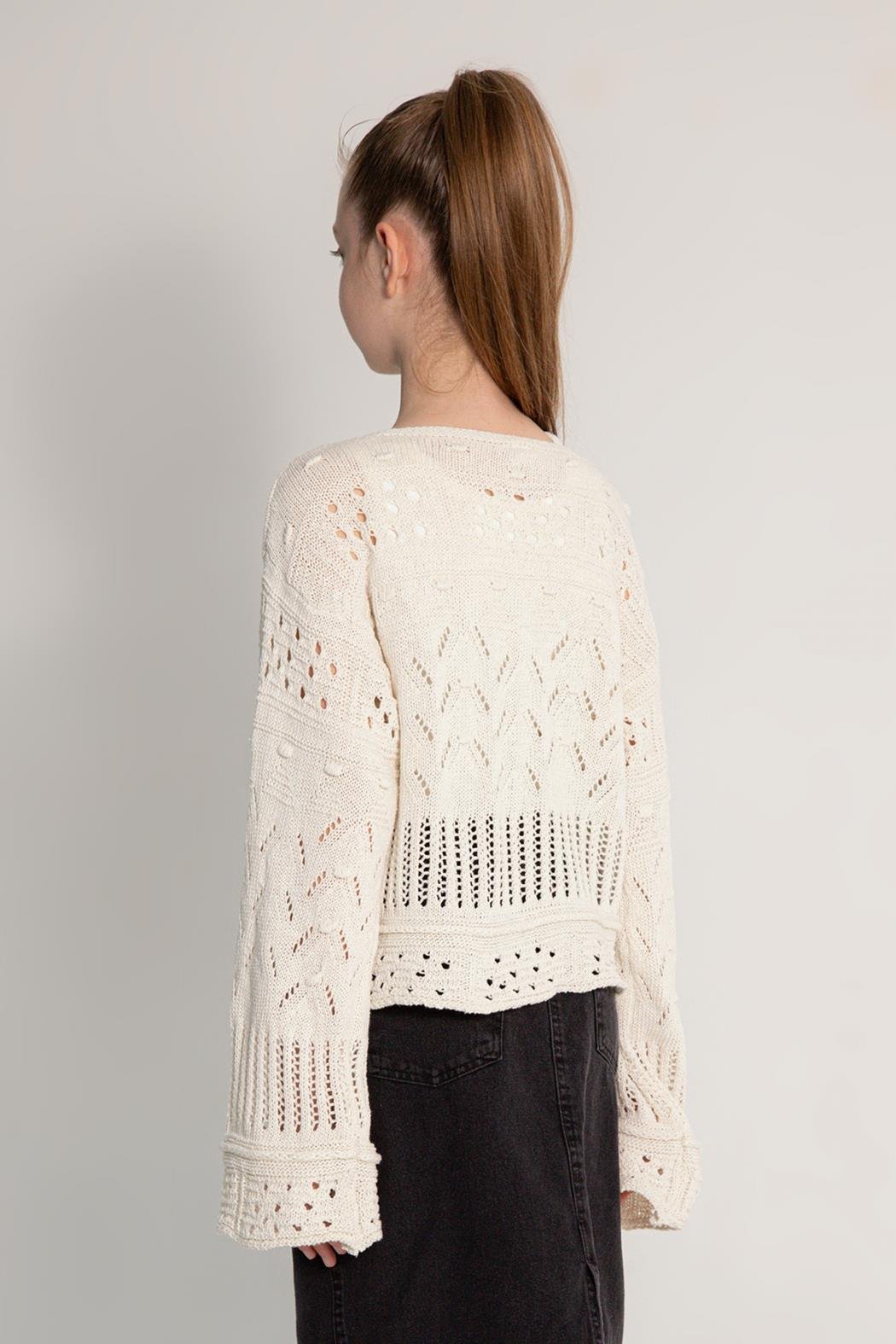 Genç Kız Lacivert Baskılı Unique Sweatshirt 9-14 Yaş | Crop Kesim