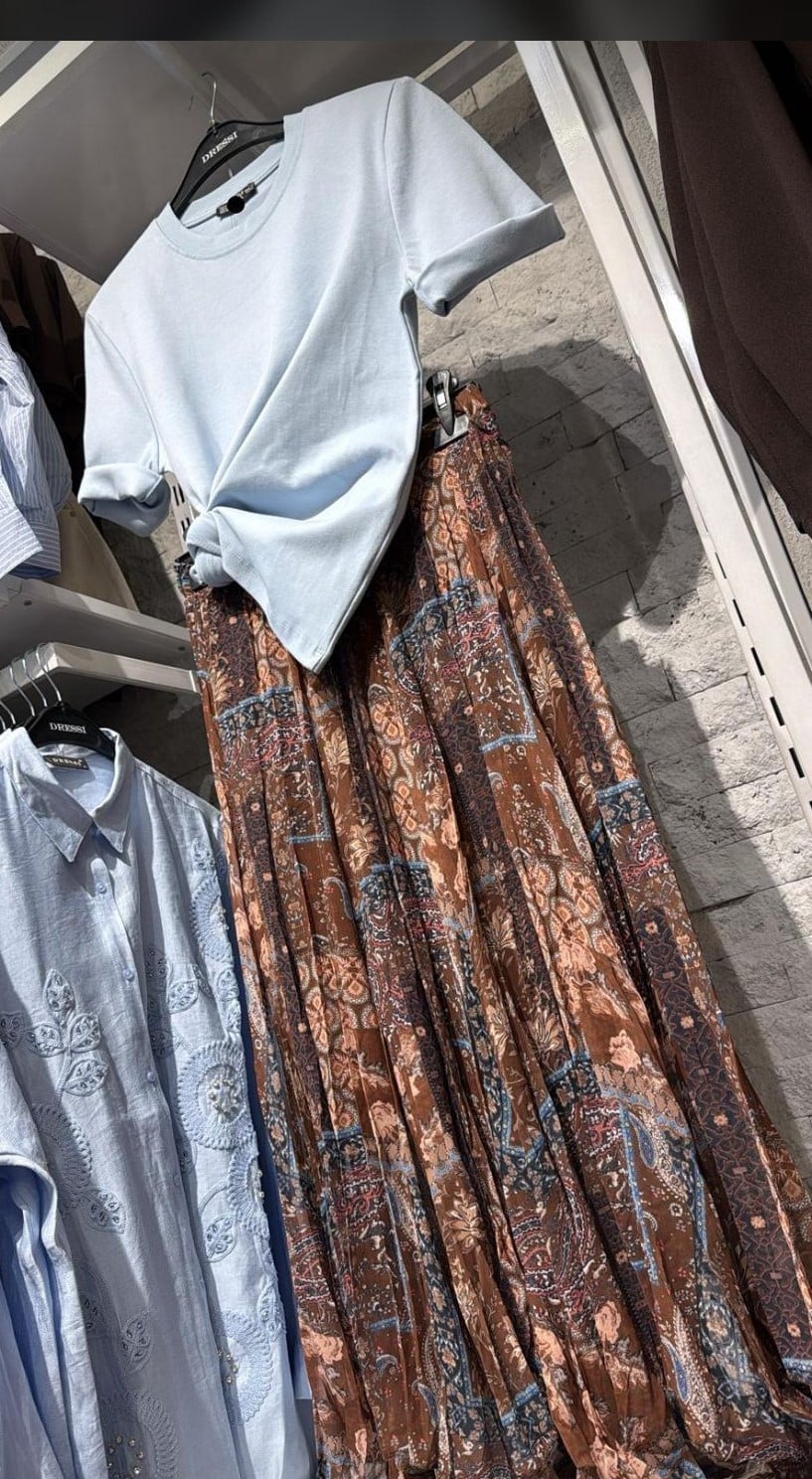 Kadın Etnik Desenli Bohem Stil Maksi Etek