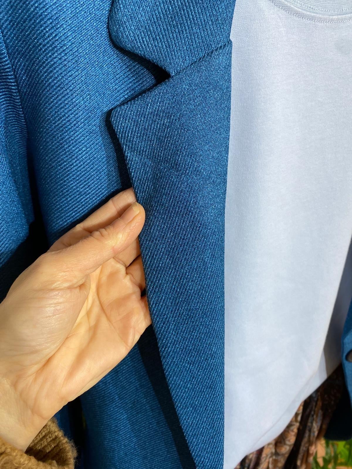 Kadın Mavi Tek Düğmeli Klasik Blazer Ceket