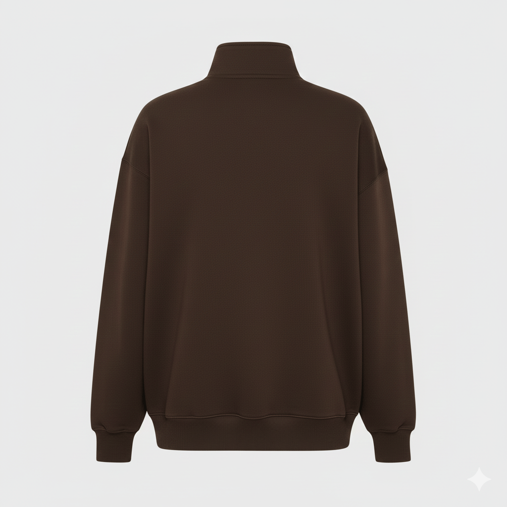 Kadın NYC Nakışlı Fermuarlı Sweatshirt - Kahve