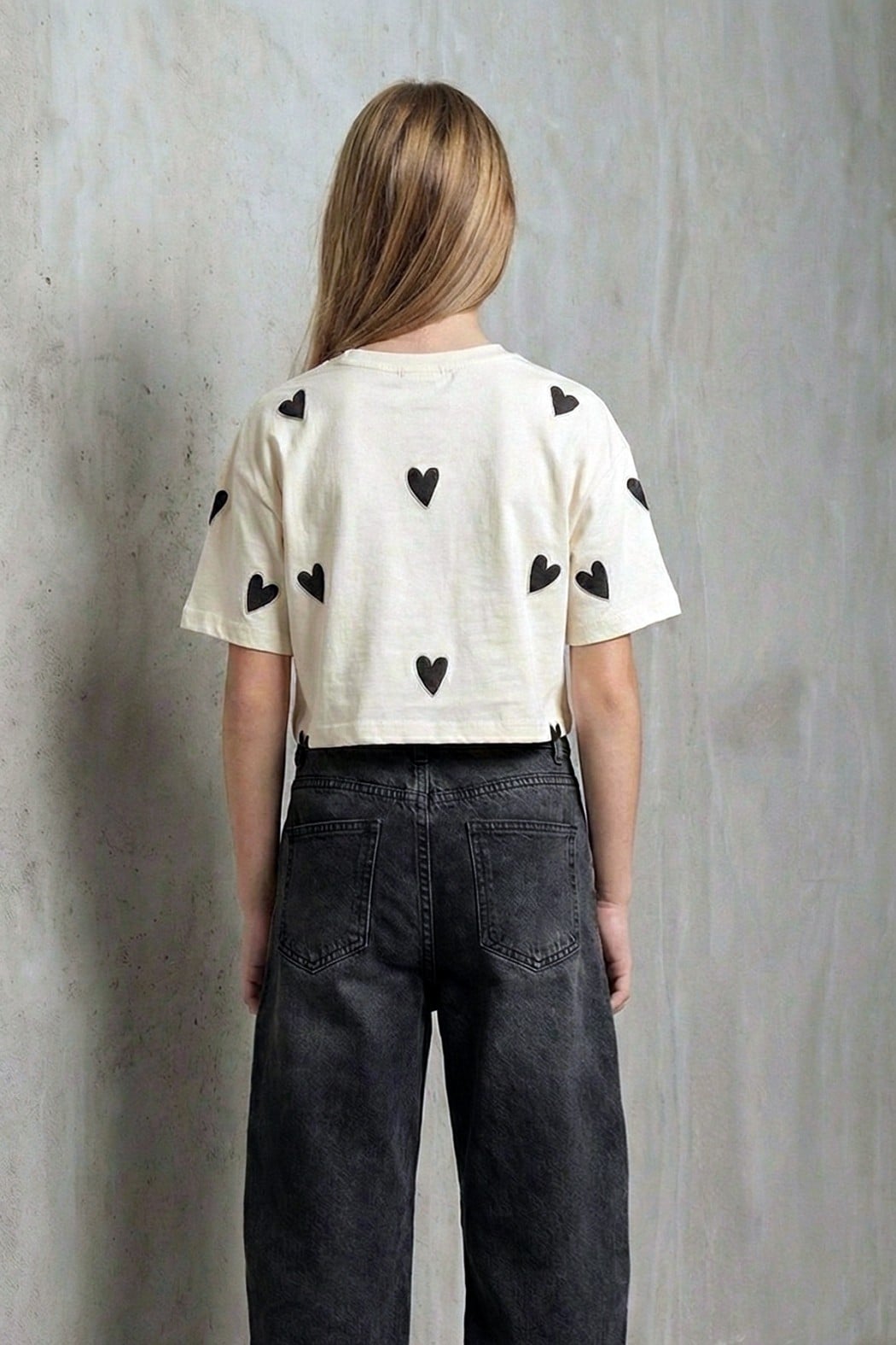 Kız Çocuk Baggy Denim Pantolon - Füme (9-14 Yaş)
