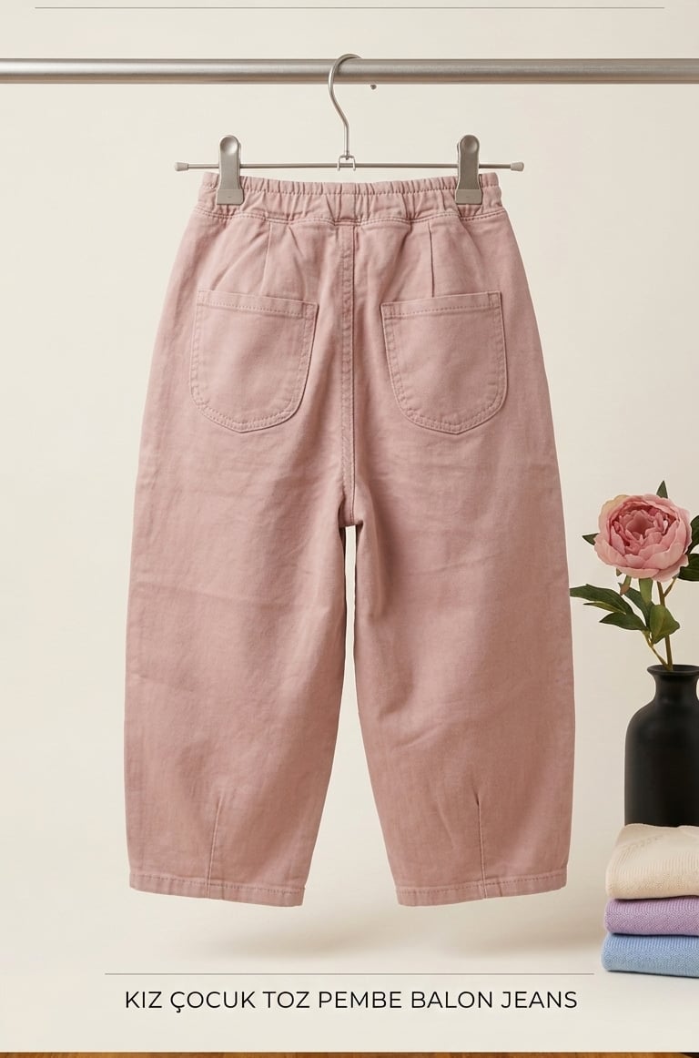 Kız Çocuk Bel Lastikli Balon Jeans