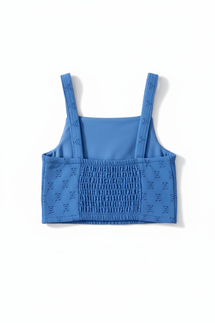 Kız Çocuk Dantel Askılı Beyaz Crop