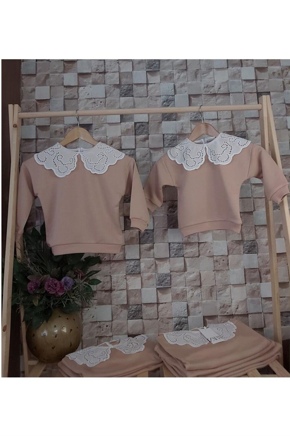 Kız Çocuk Dantel Yaka Detaylı Sweatshirt