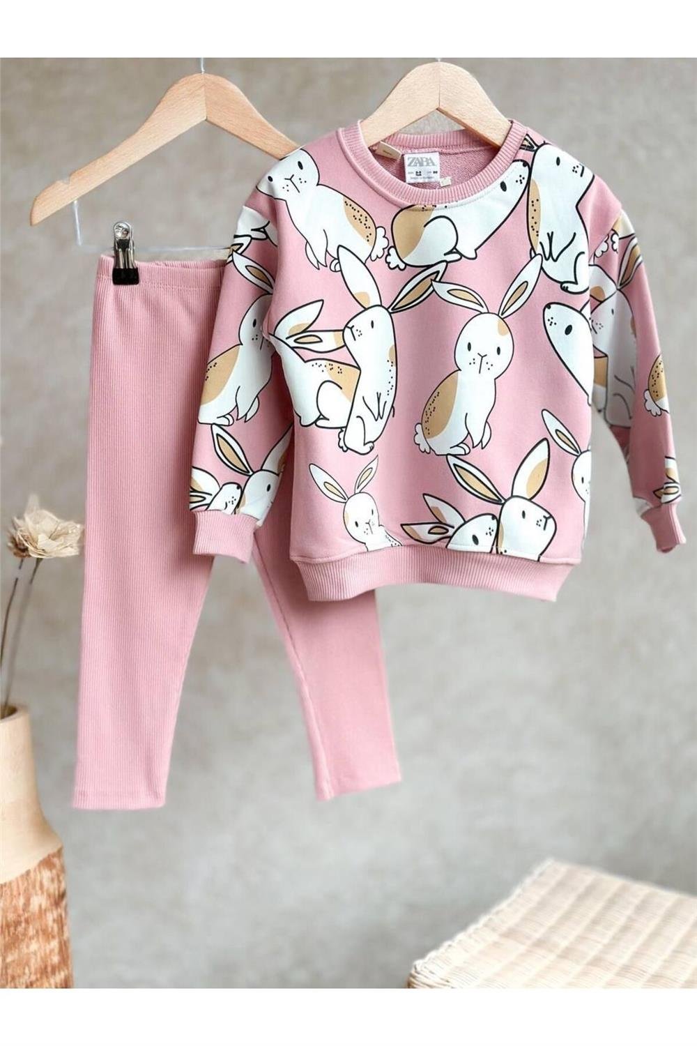 Kız Çocuk Fitilli Taytlı Kışlık Takım (pembe)