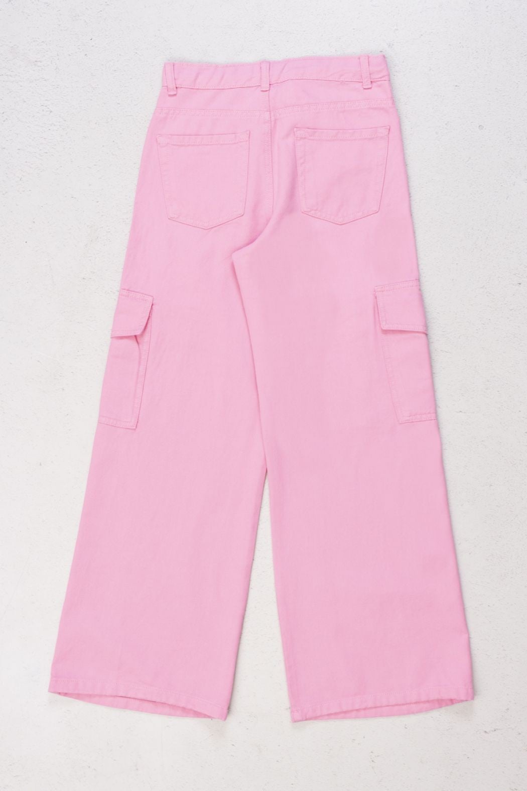 Kız Çocuk Gabardın Kargo Cep Pantolon Pembe (9-14 Yaş)