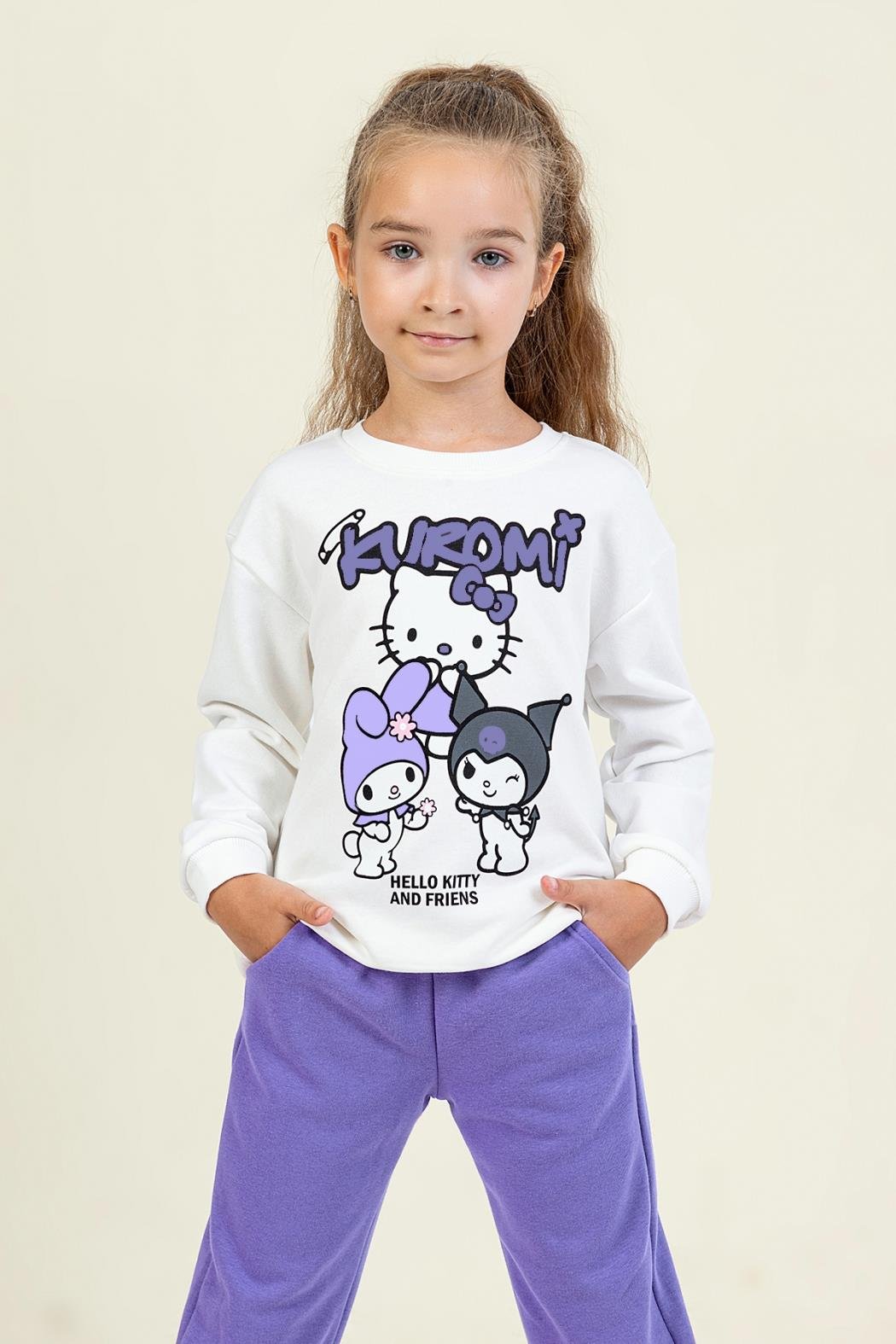 Kız Çocuk Kuromi Eşofman Takım (Lila)