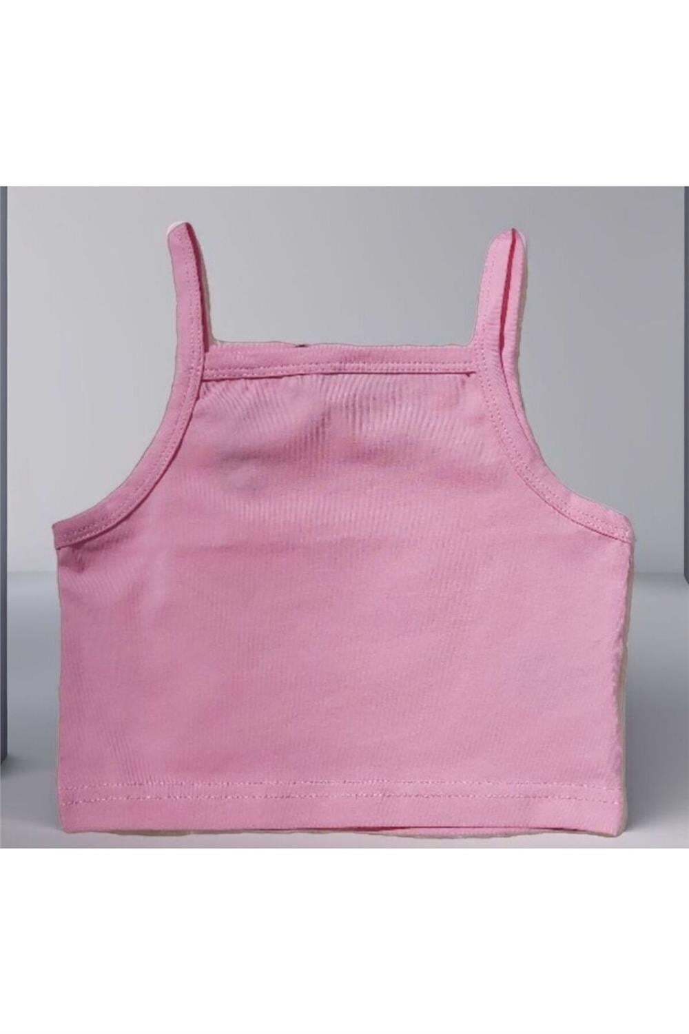 Kız Çocuk Pembe Askılı Crop
