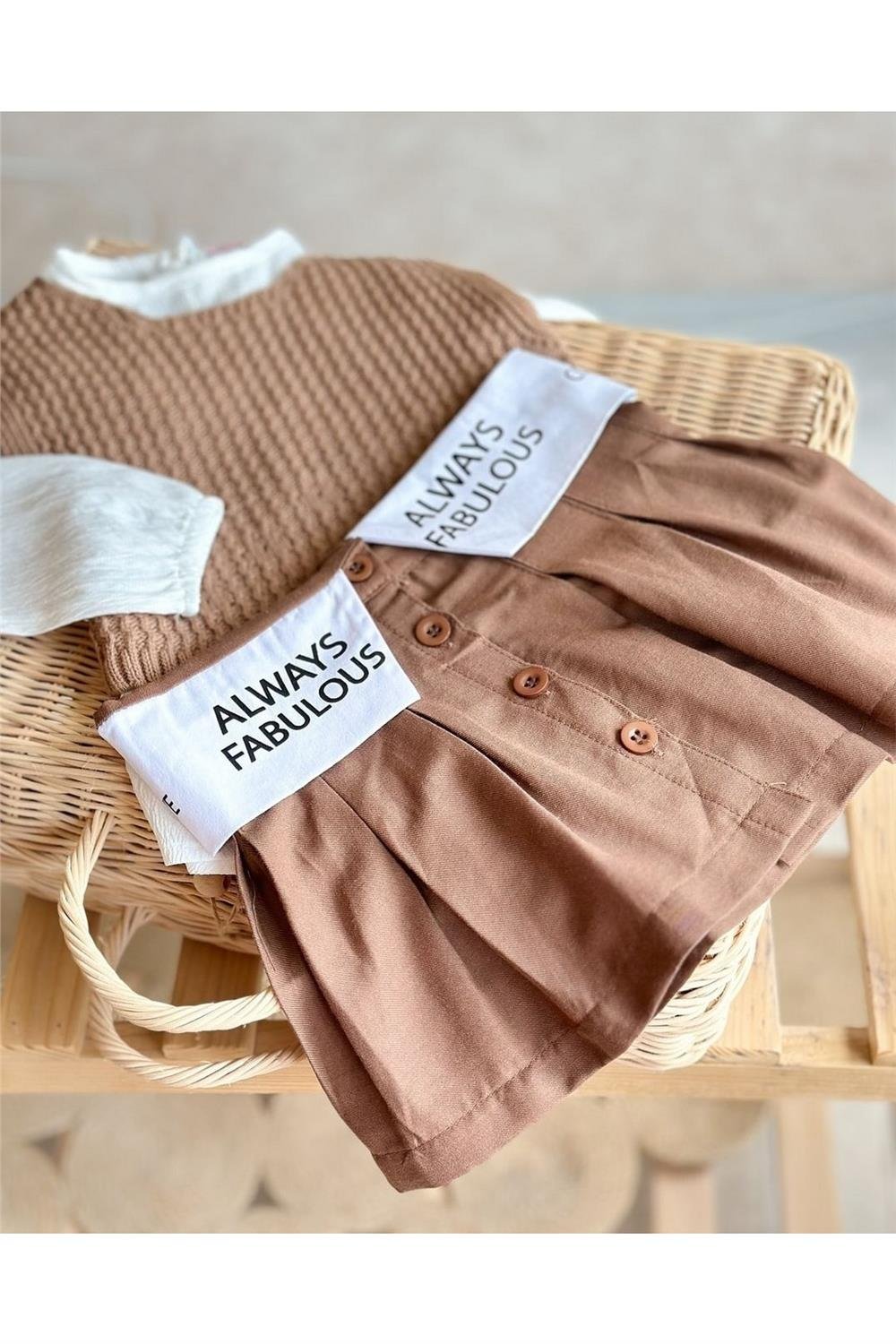 Kız Çocuk Tirkio Suveterli Etekli Takım (3'lü set )