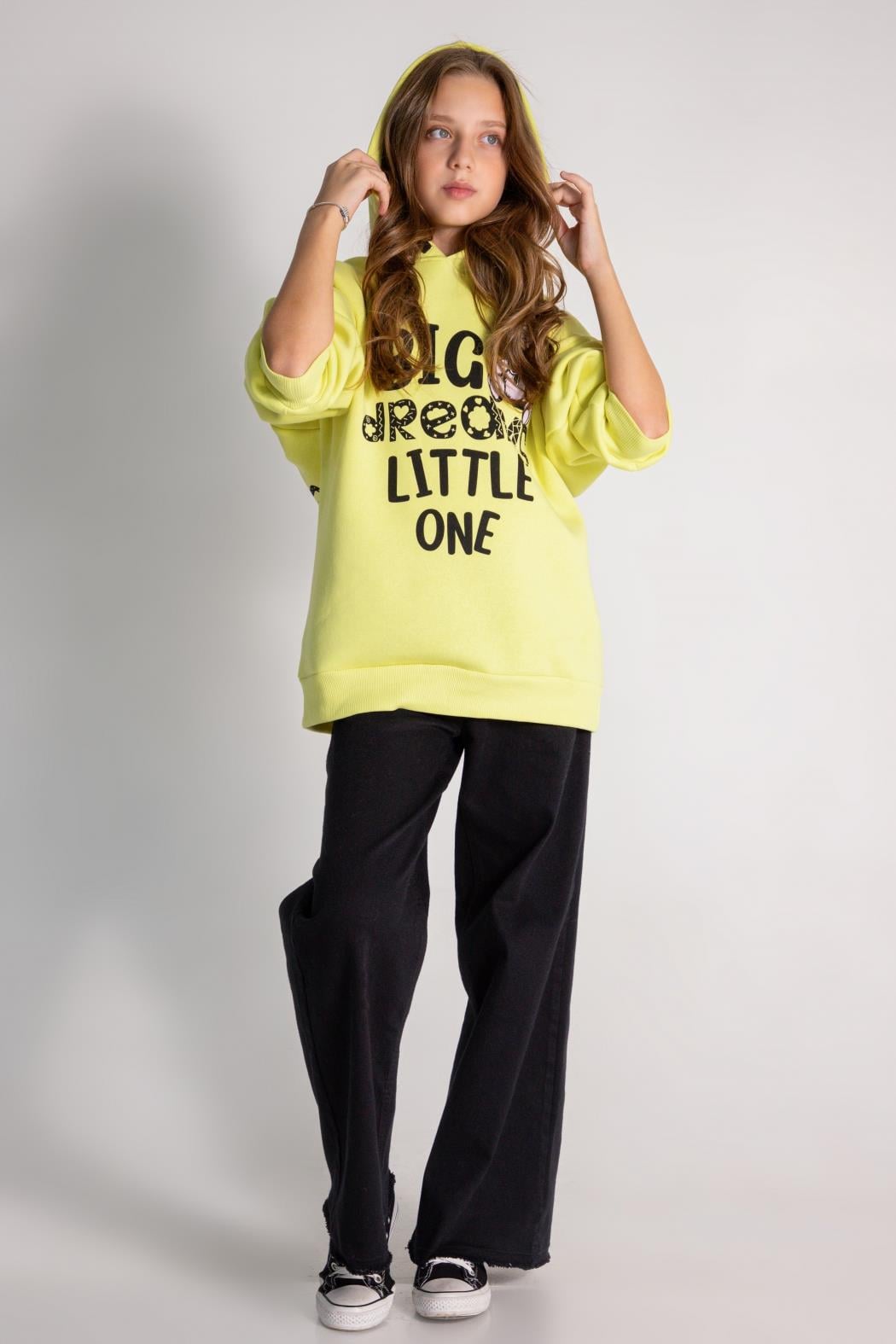 Kız Kapüşonlu Sweatshirt Şardonlu 