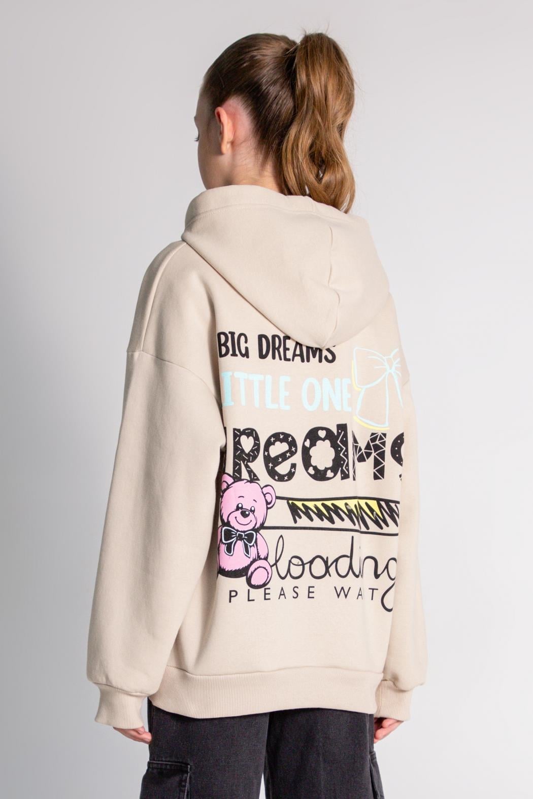 Kız Kapüşonlu Sweatshirt Şardonlu 