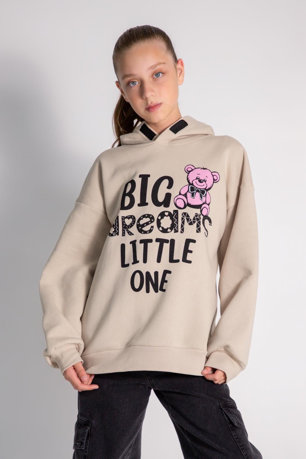 Kız Kapüşonlu Sweatshirt Şardonlu 