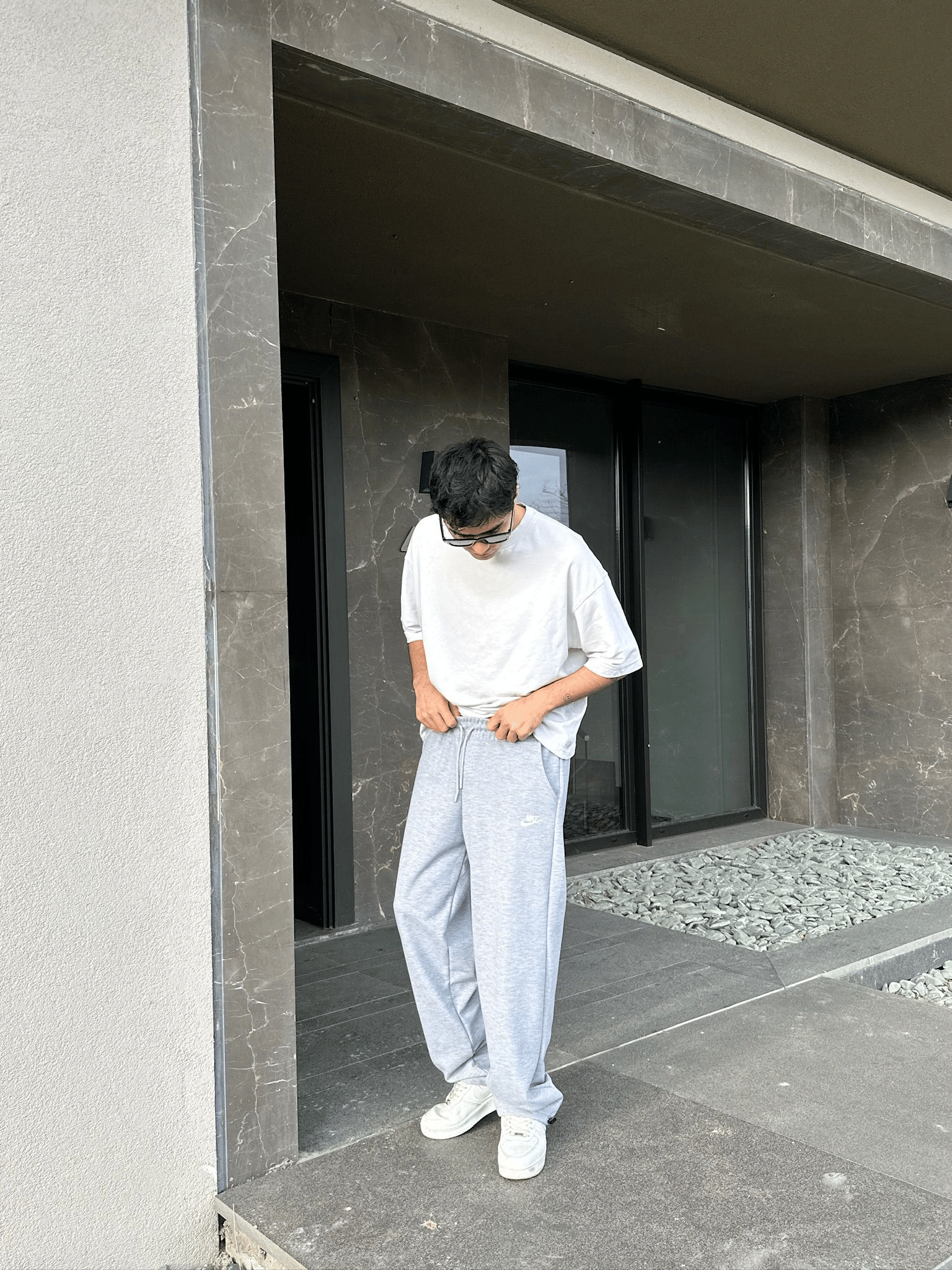 2 İPLİK KUMAŞ BAGGY KALIP PAÇA LASTİKLİ NK NAKIŞ EŞOFMAN ALTI GRİ