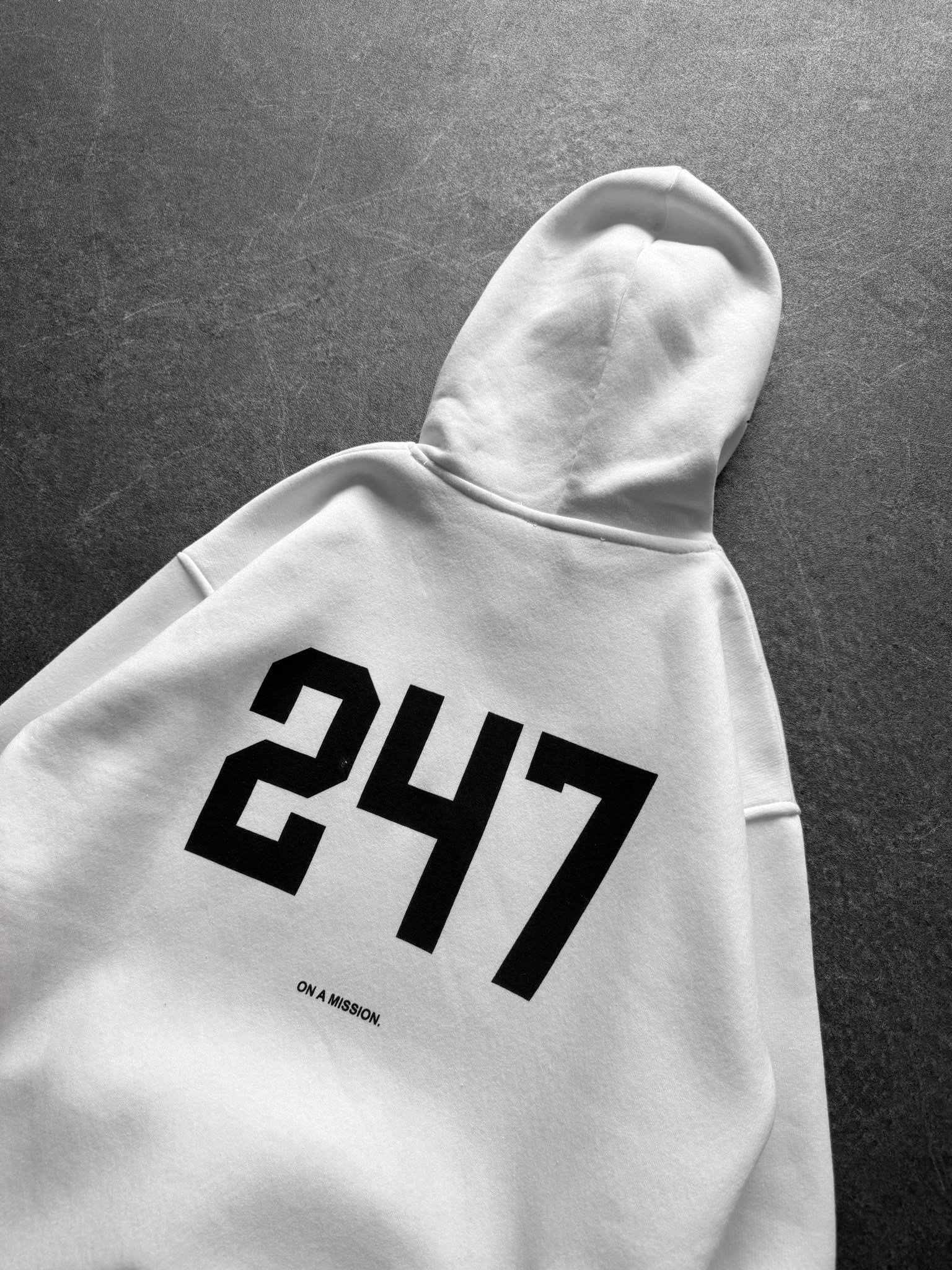 247 3 İPLİK ŞARDONLU KAPUŞONLU SWEAT BEYAZ