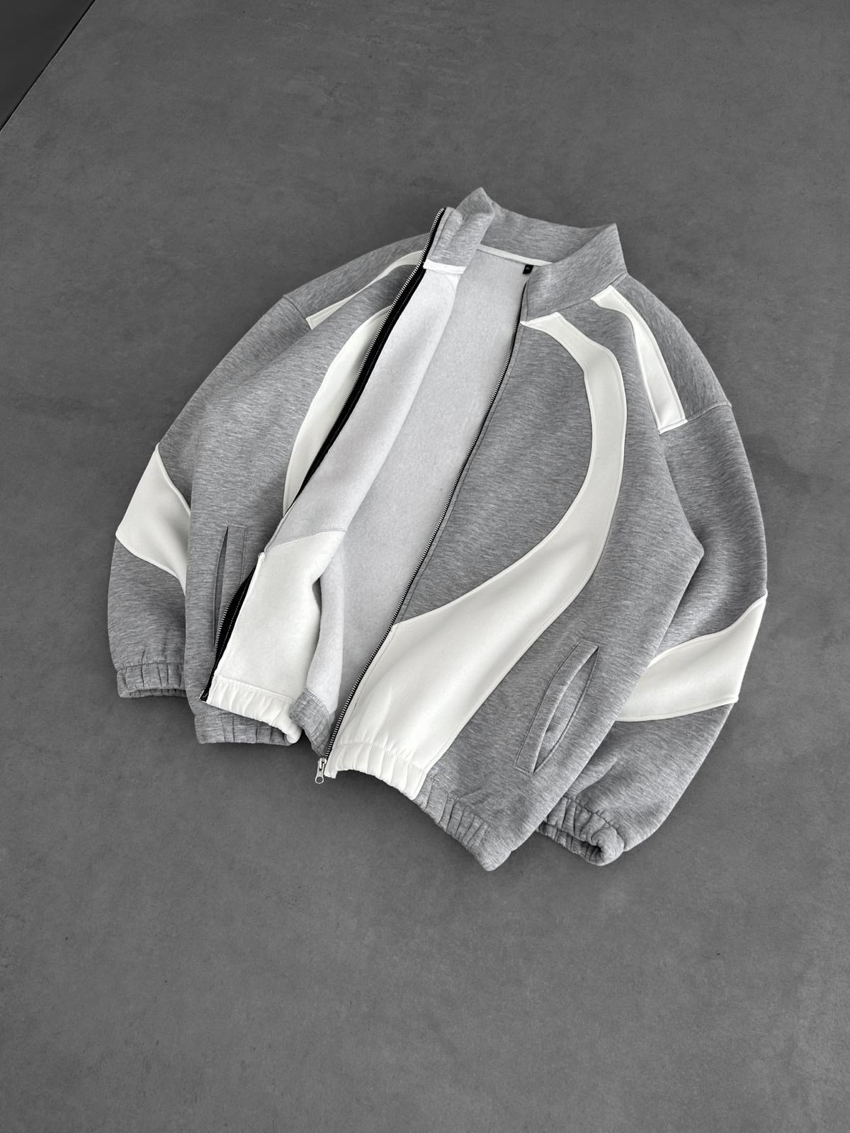 3 İPLİK OVAL PARÇALI YAKALI HIRKA GRİ
