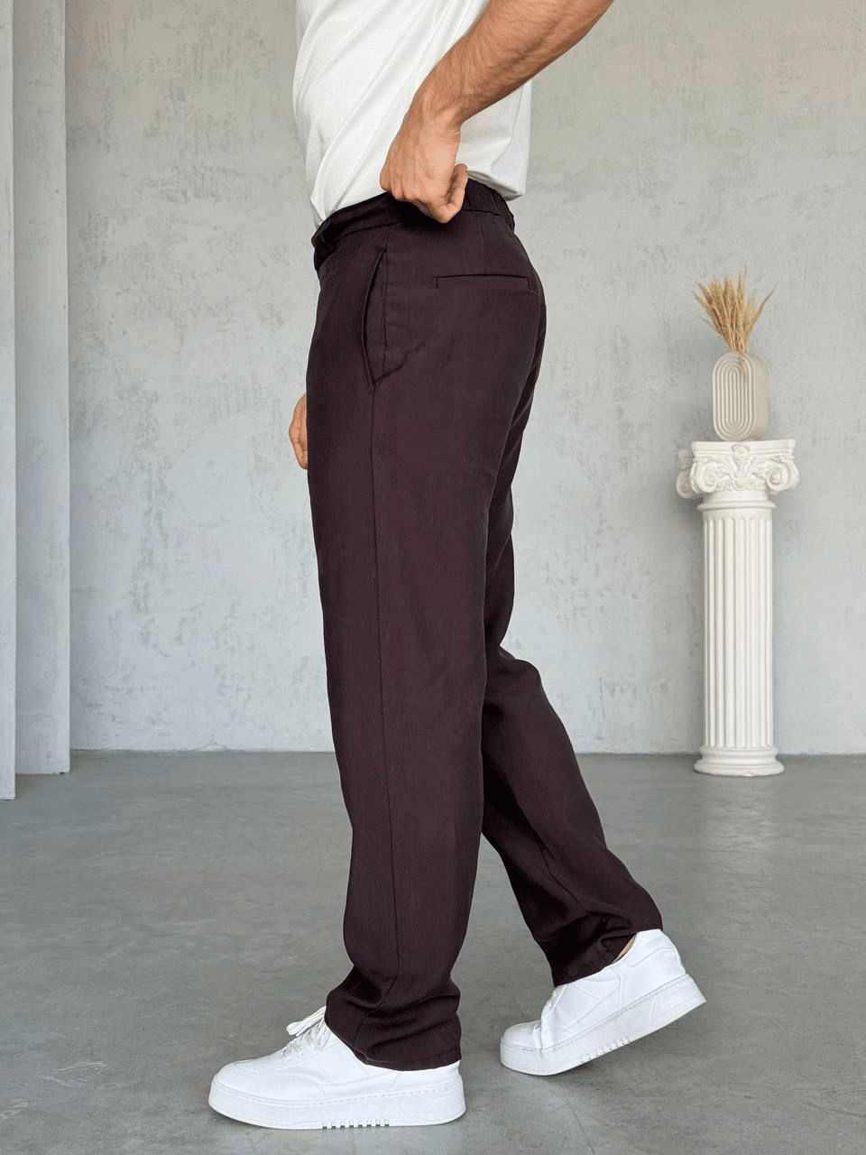 BAGGY DS TENSEL KUMAŞ PANTOLON KAHVE