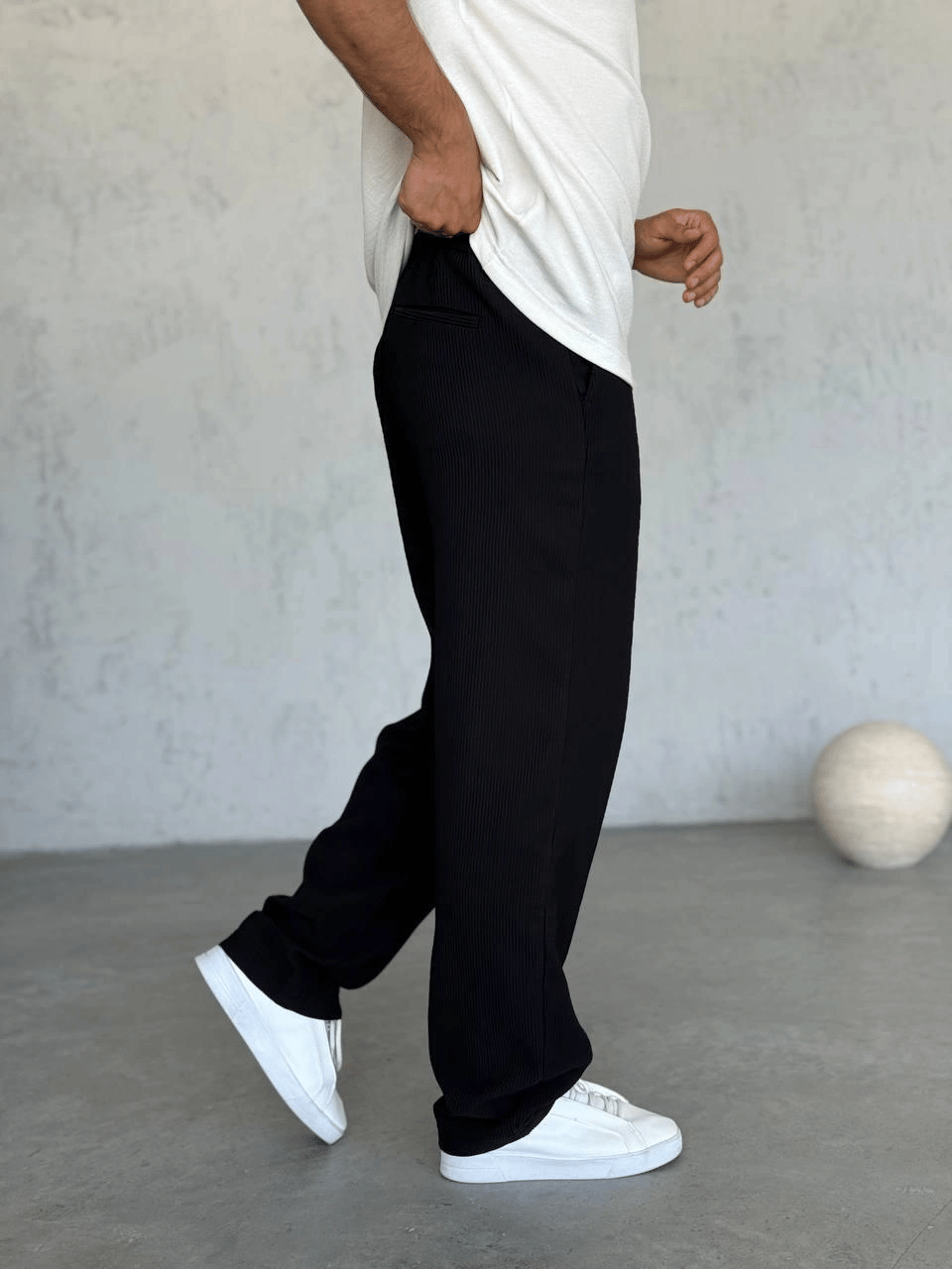BAGGY KALIP DS FİTİLLİ PANTOLON FÜME