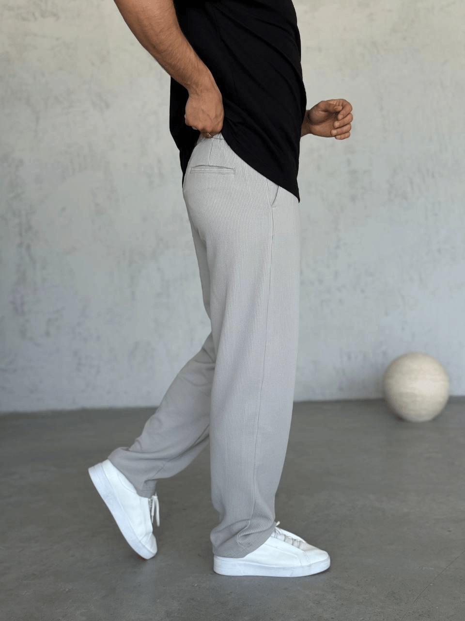BAGGY KALIP DS FİTİLLİ PANTOLON GRİ