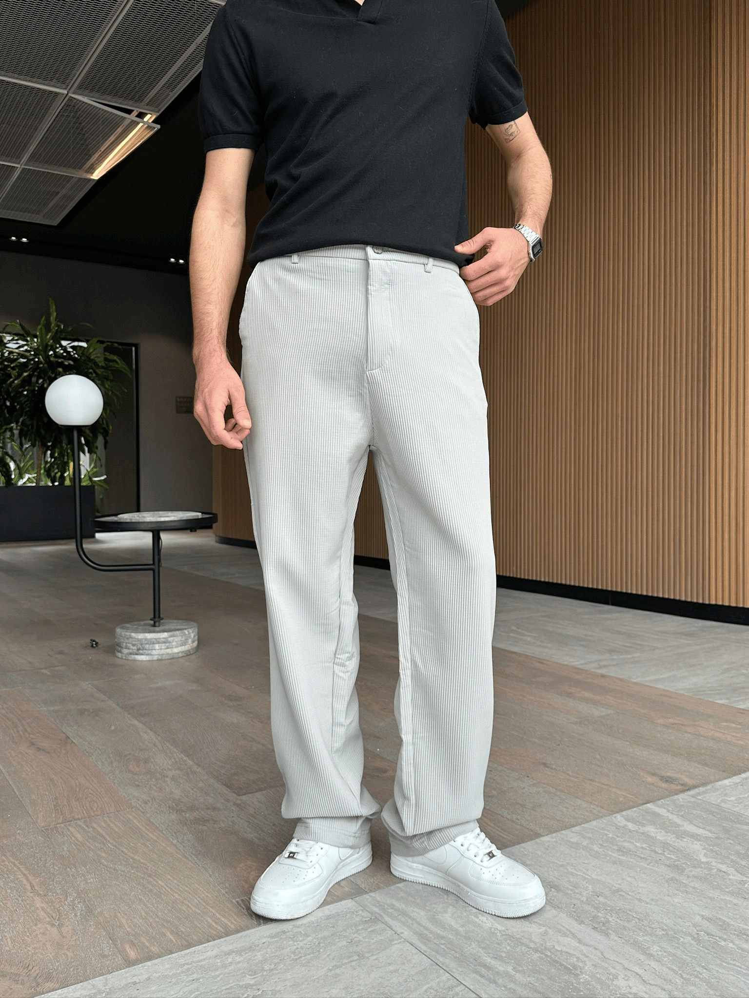 BAGGY KALIP FİTİLLİ DS PANTOLON BEJ