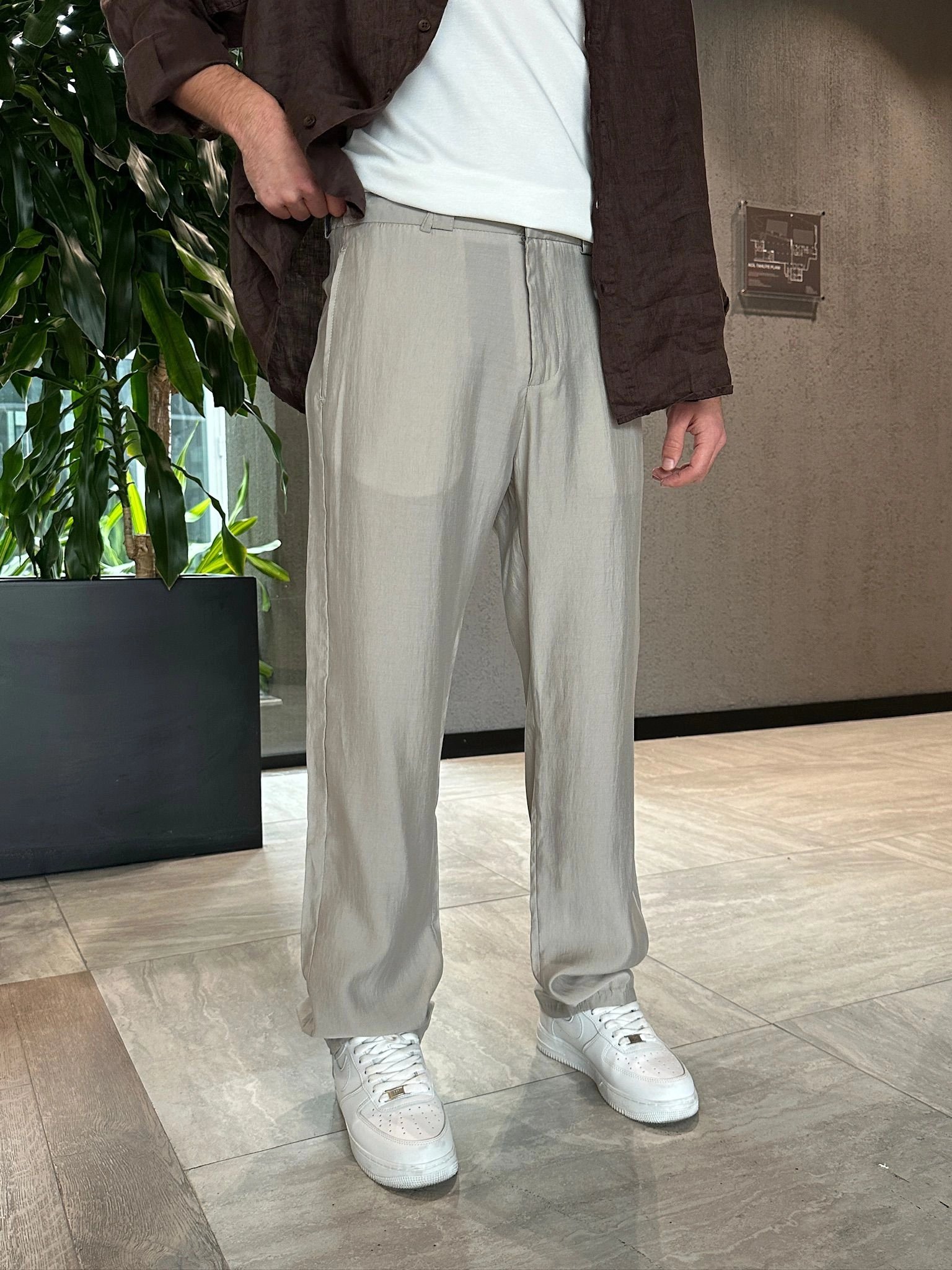 BAGGY KALIP TENSEL KUMAŞ DS PANTOLON BEJ