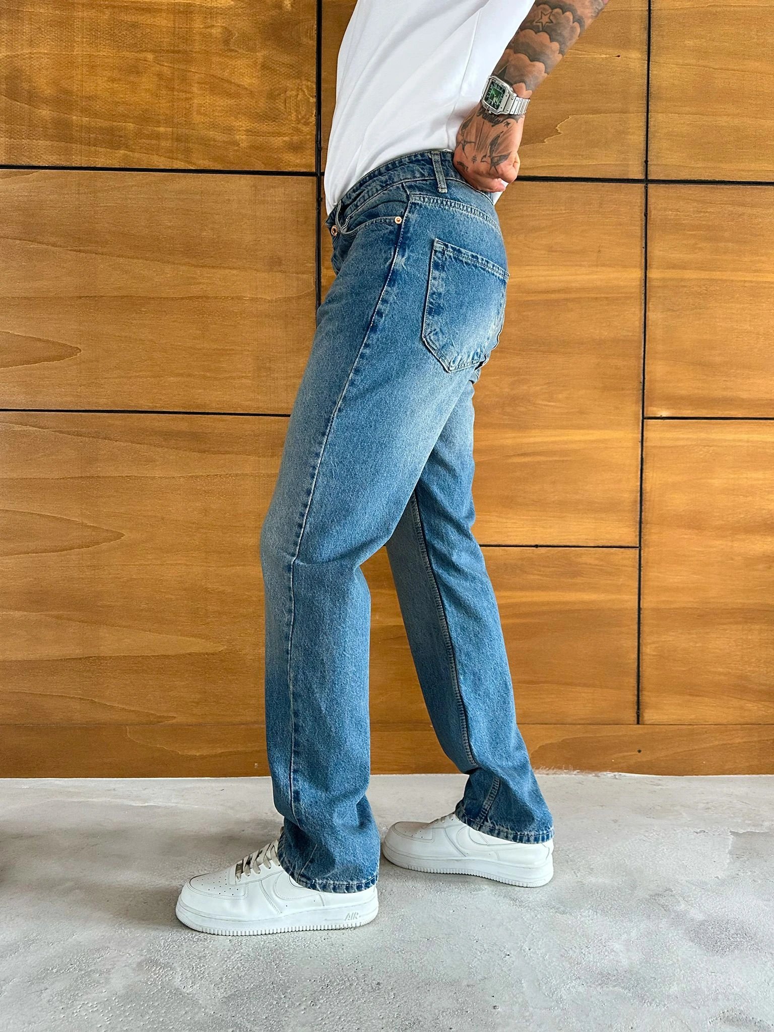 BAGGY KALIP YIKAMALI JEAN MAVİ