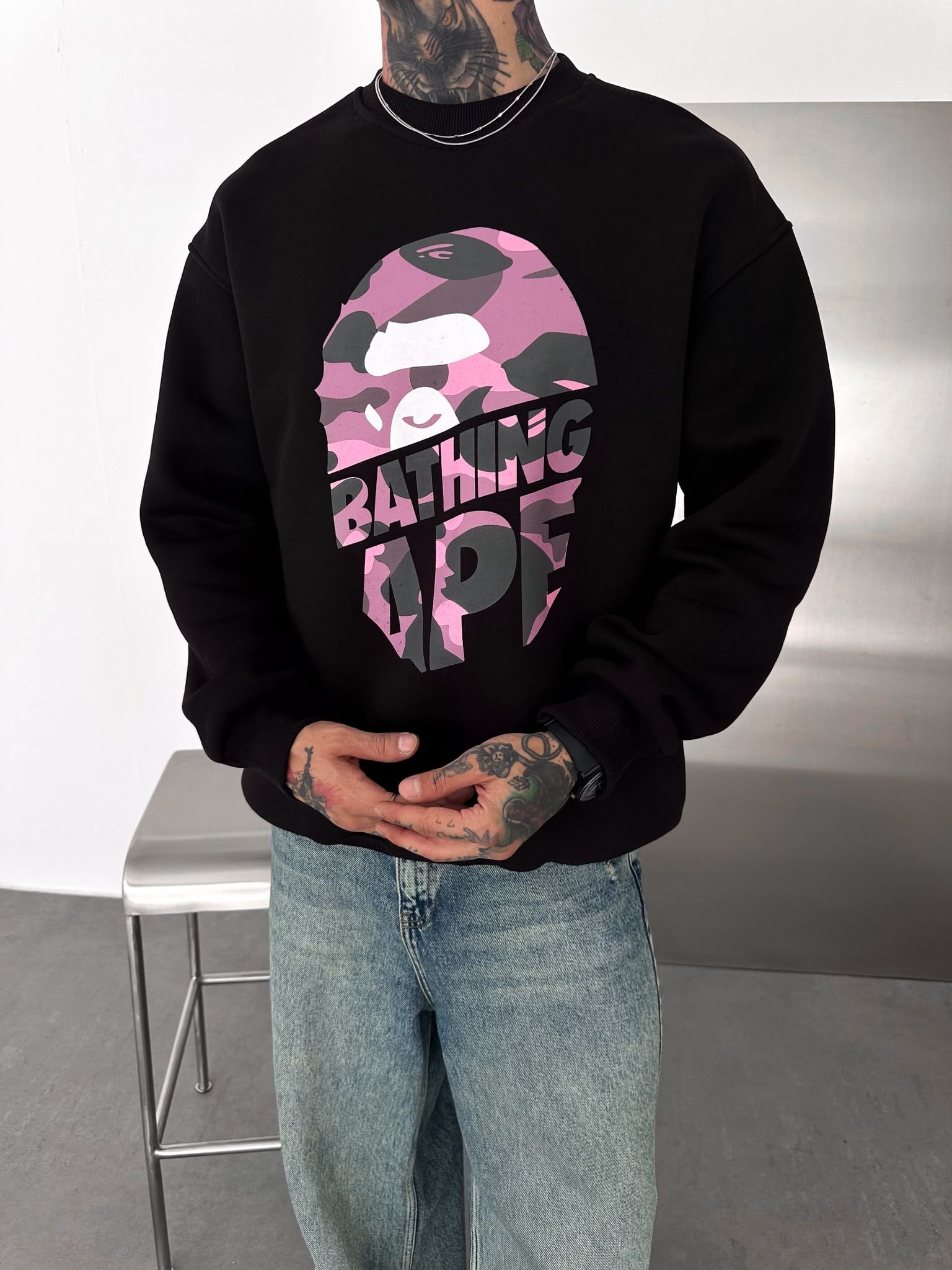 BP BATHİNG 3 İPLİK ŞARDONLU SWEAT SİYAH