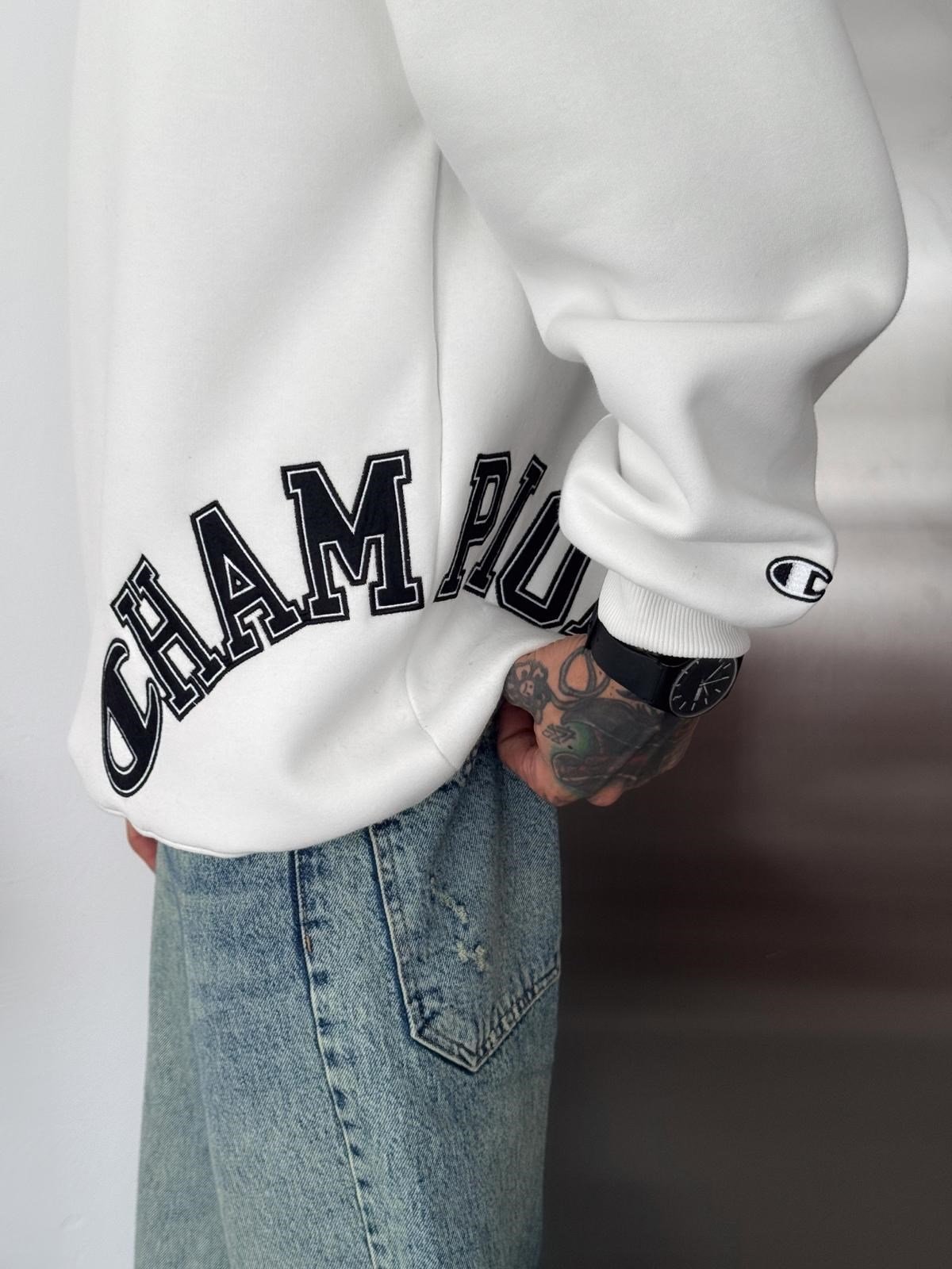 CHMP CLS 3 İPLİK ŞARDONLU SWEAT BEYAZ