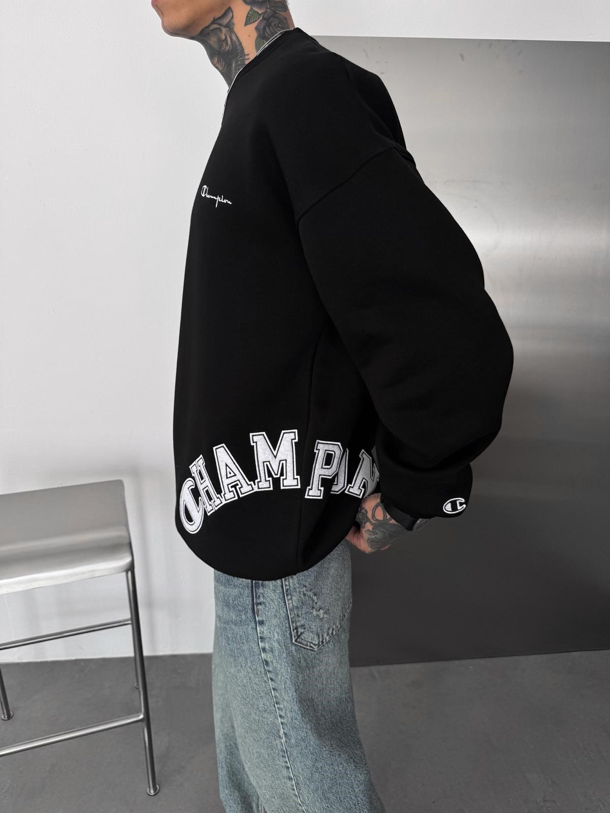 CHMP CLS 3 İPLİK ŞARDONLU SWEAT SİYAH