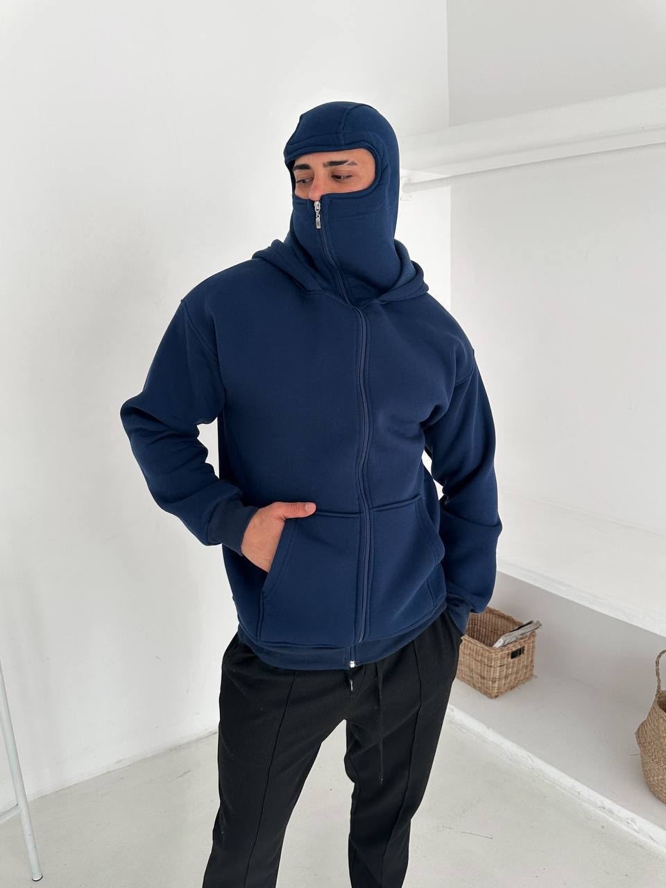 ÇİFT KAPÜŞONLU BASİC OVERSİZE 3 İPLİK PAMUKLU HIRKA LACİ