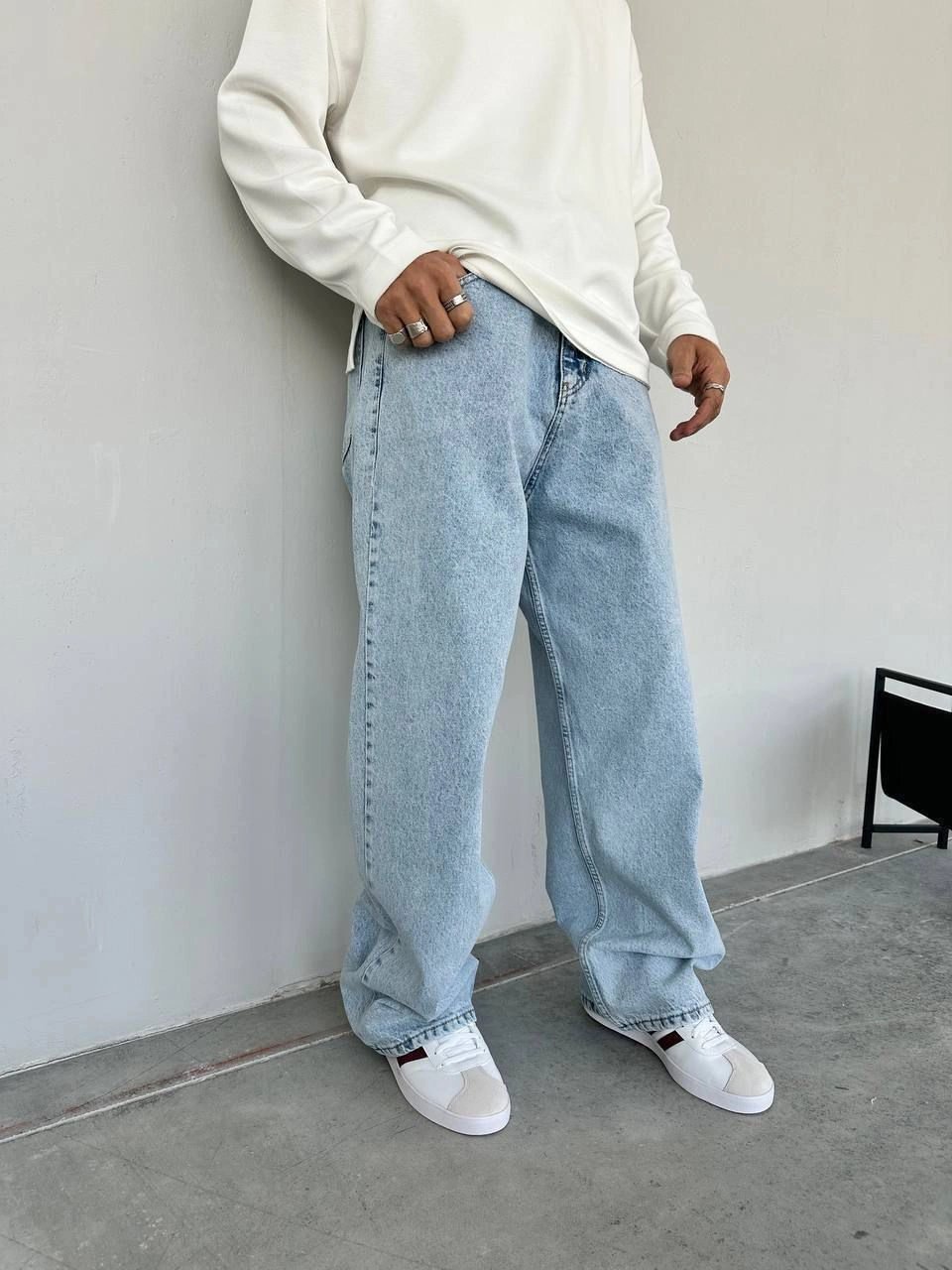 EXTRA BAGGY DS KOT PANTOLON BUZ MAVİSİ