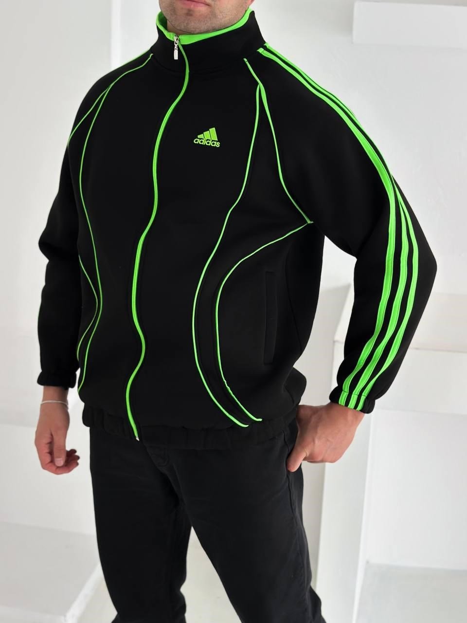 FOSFORLU AD OVERSİZE 3 İPLİK PAMUKLU HIRKA SİYAH
