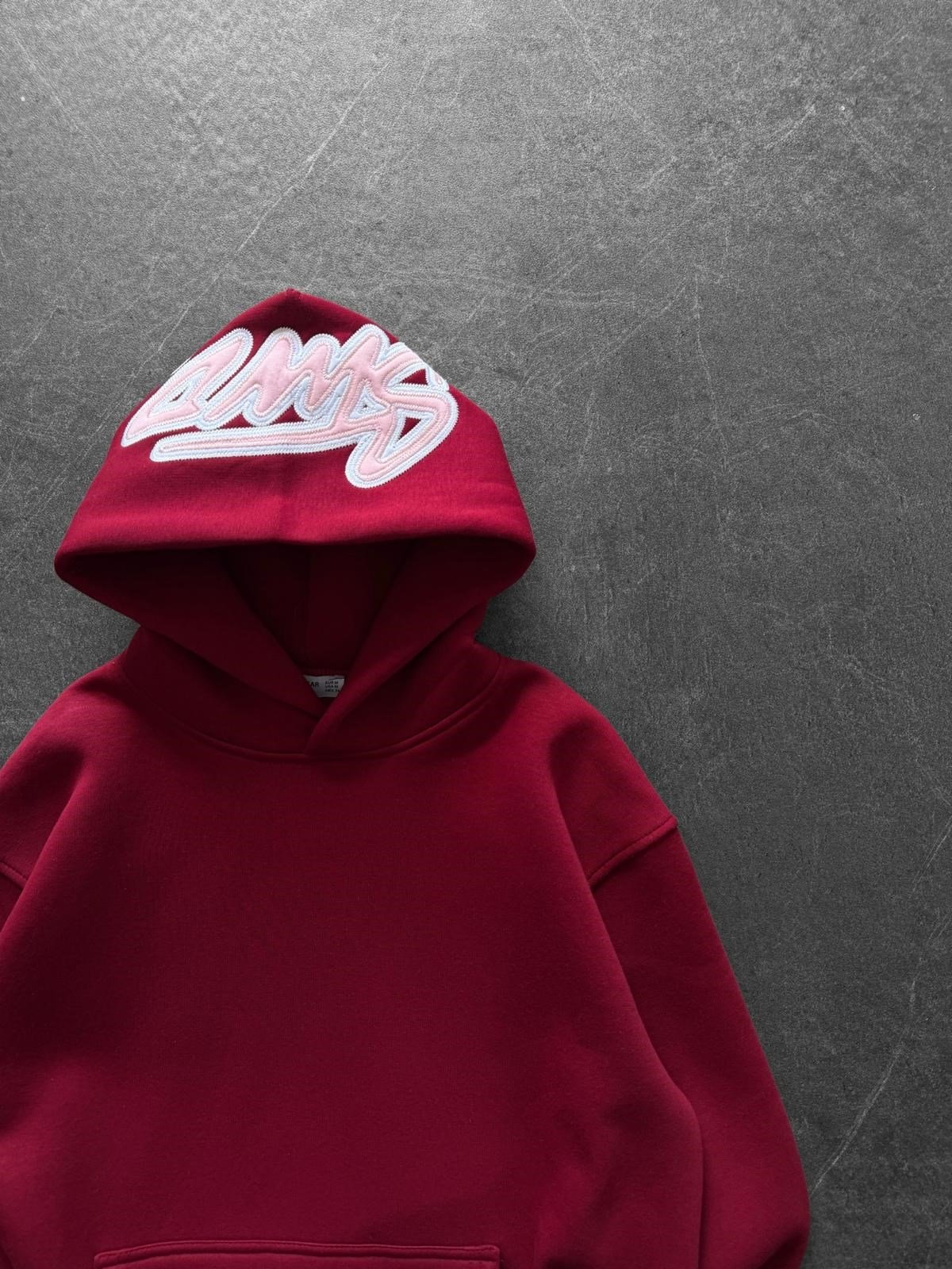 KAPÜŞON NAKIŞLI 3 İPLİK PAMUKLU KUMAŞ OVERSİZE STW SWEAT KIRMIZI