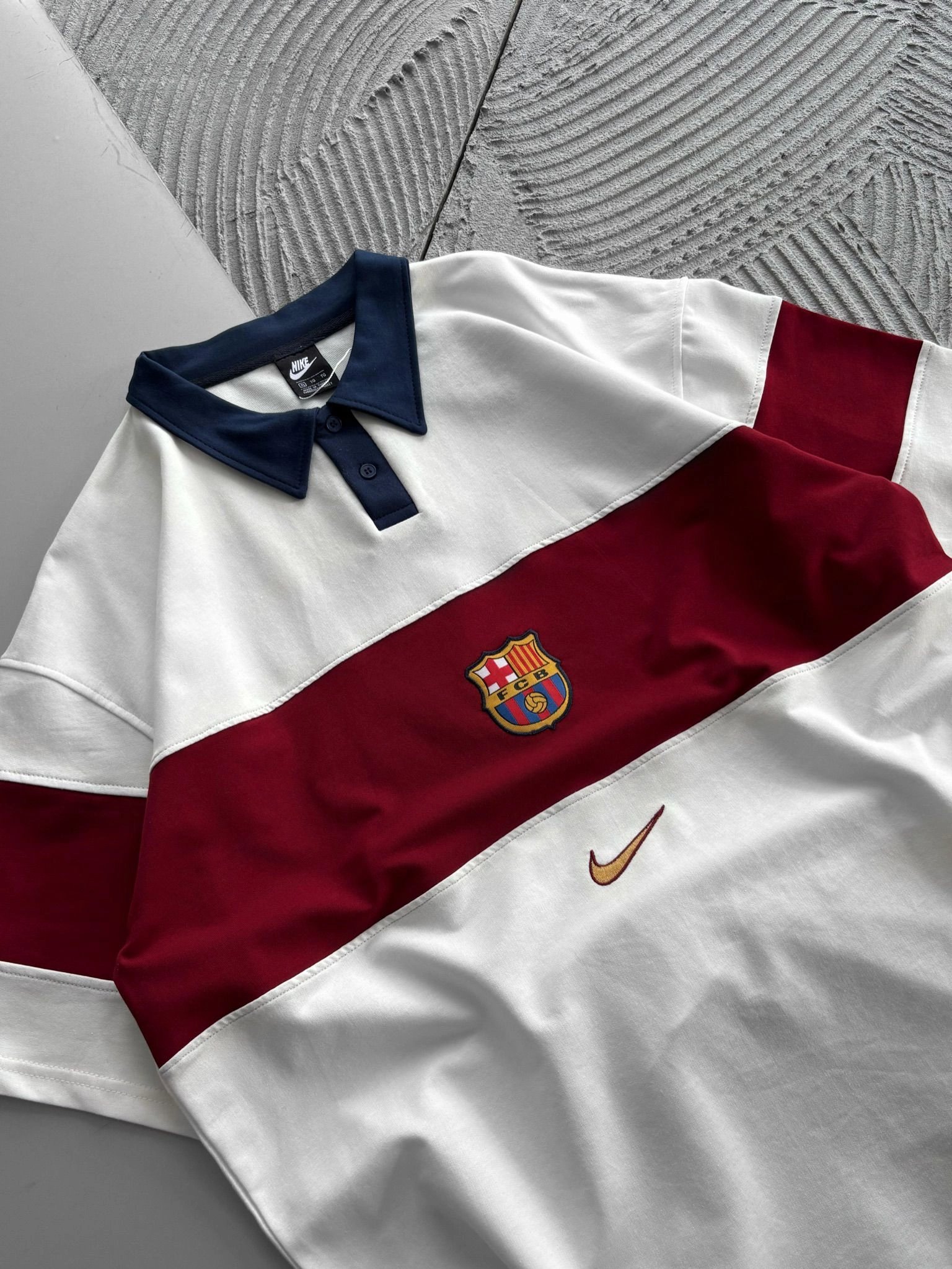 POLO YAKA BARCA ORTA PARÇALI OVERSIZE TSHIRT BEYAZ