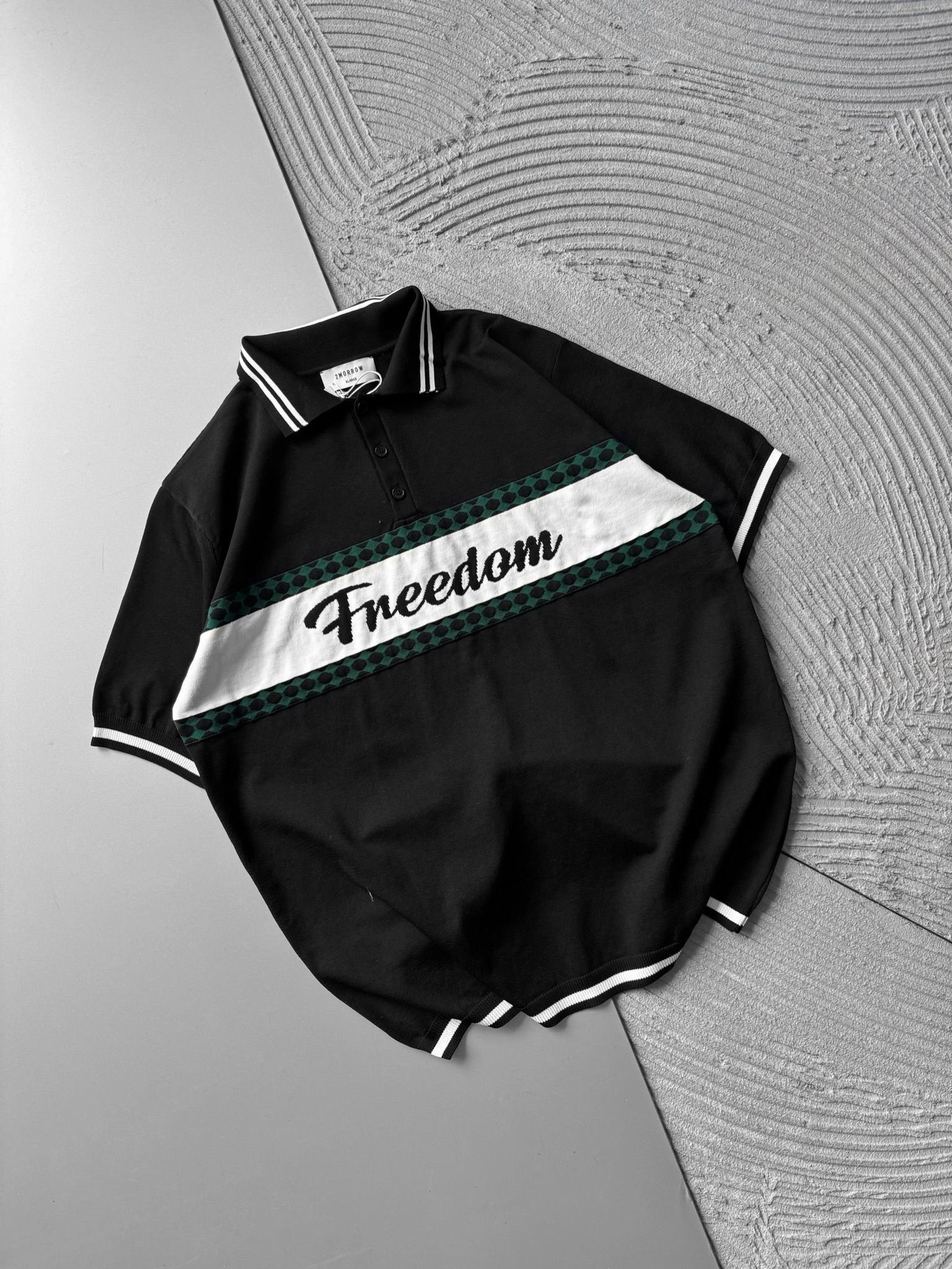 POLO YAKA FREEDOM TRIKO OVERSIZE TSHIRT SİYAH