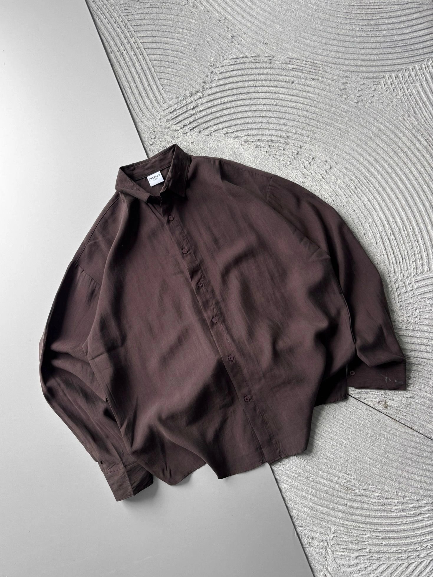 POLO YAKA MODAL KUMAŞ OVERSIZE GÖMLEK KAHVE